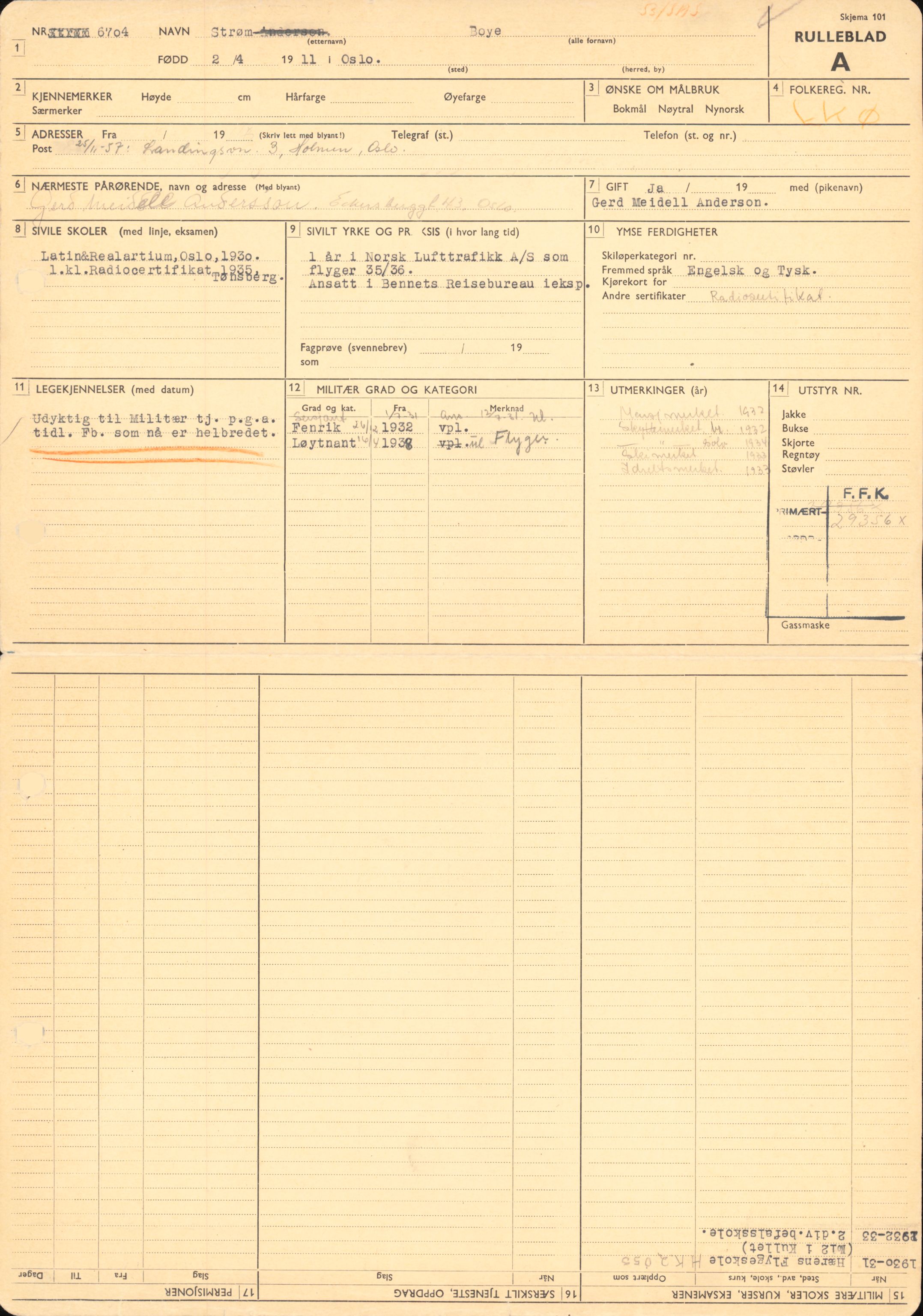 Forsvaret, Forsvarets overkommando/Luftforsvarsstaben, AV/RA-RAFA-4079/P/Pa/L0028: Personellpapirer, 1911, p. 201