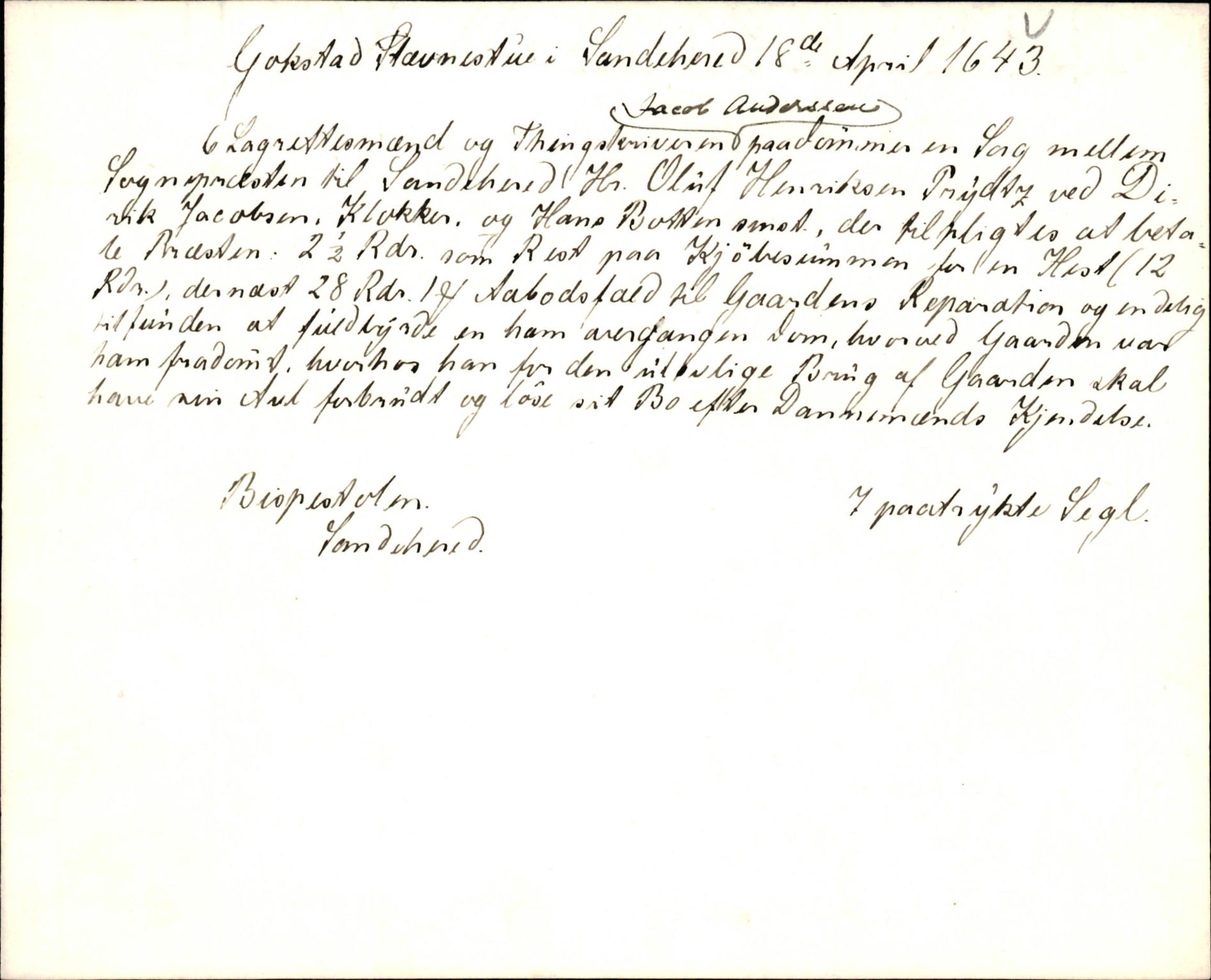 Riksarkivets diplomsamling, AV/RA-EA-5965/F35/F35k/L0002: Regestsedler: Prestearkiver fra Hedmark, Oppland, Buskerud og Vestfold, p. 525