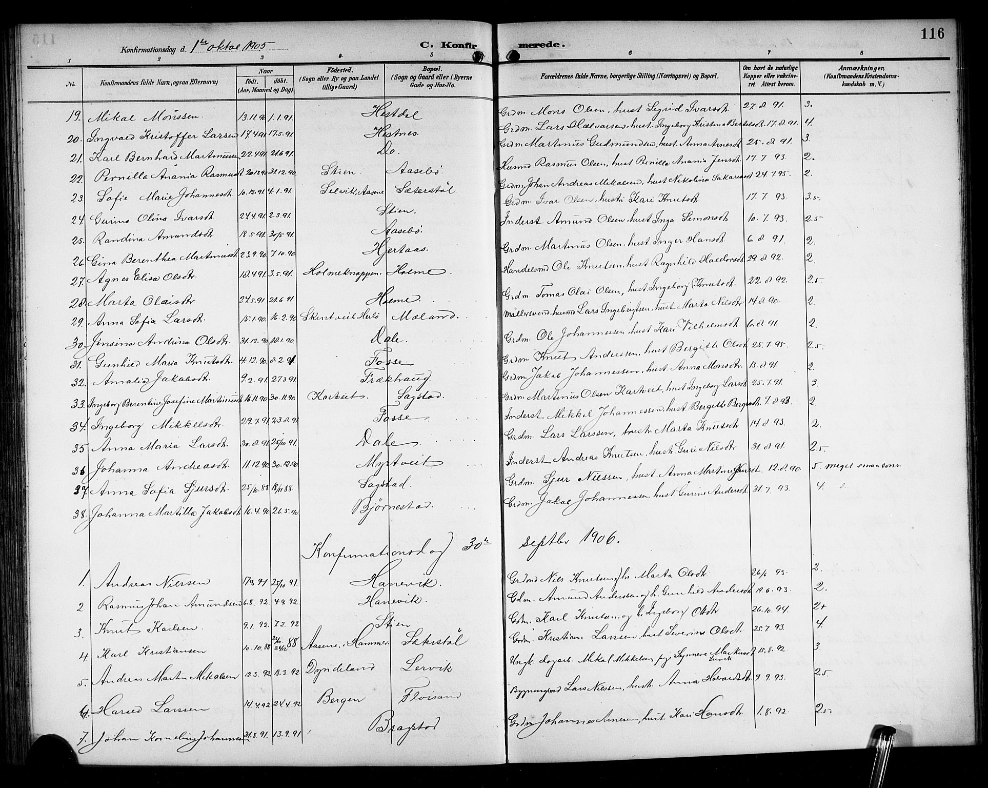 Alversund Sokneprestembete, SAB/A-73901/H/Ha/Hab: Parish register (copy) no. C 4, 1894-1924, p. 116