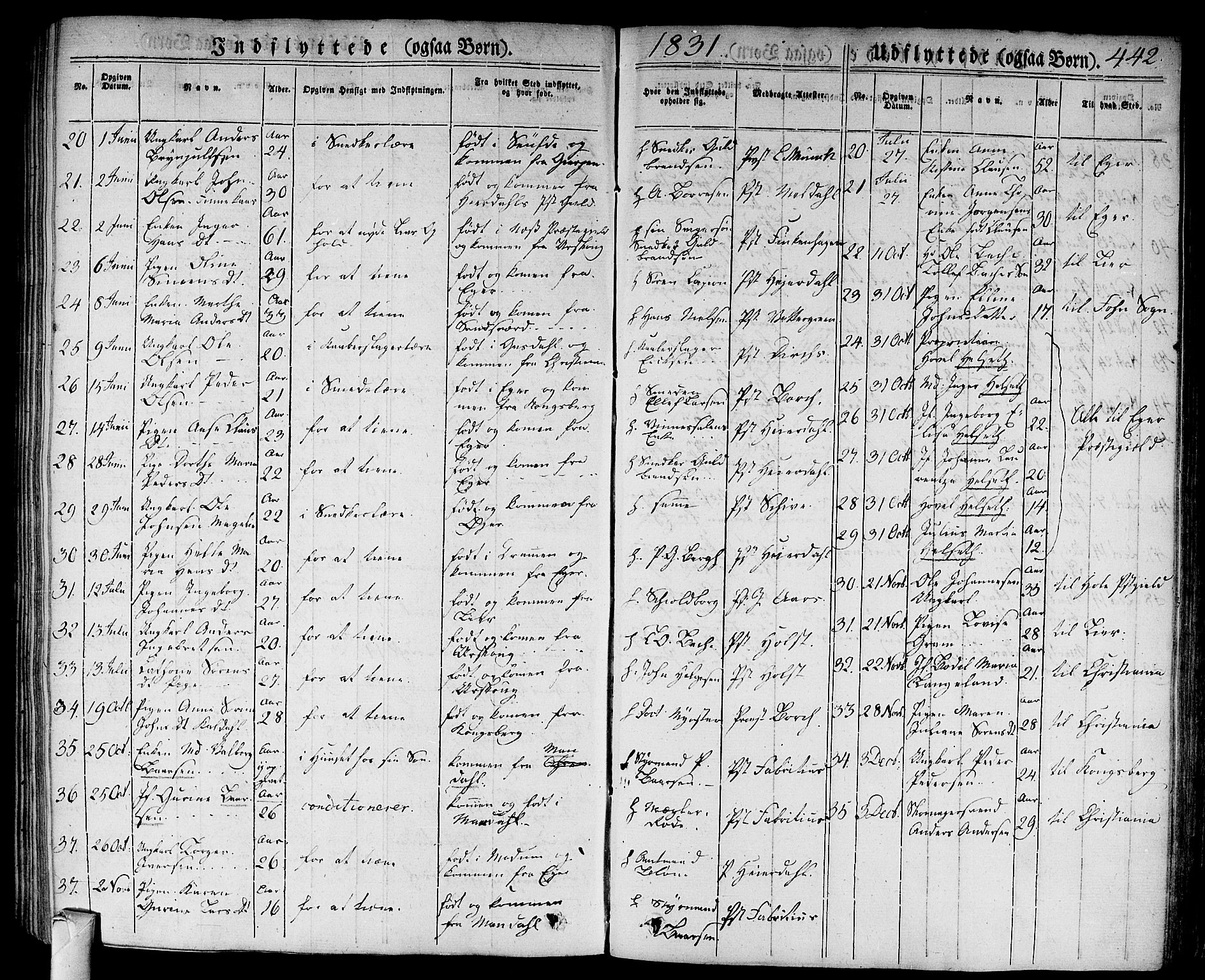 Bragernes kirkebøker, AV/SAKO-A-6/F/Fb/L0001: Parish register (official) no. II 1, 1830-1847, p. 442