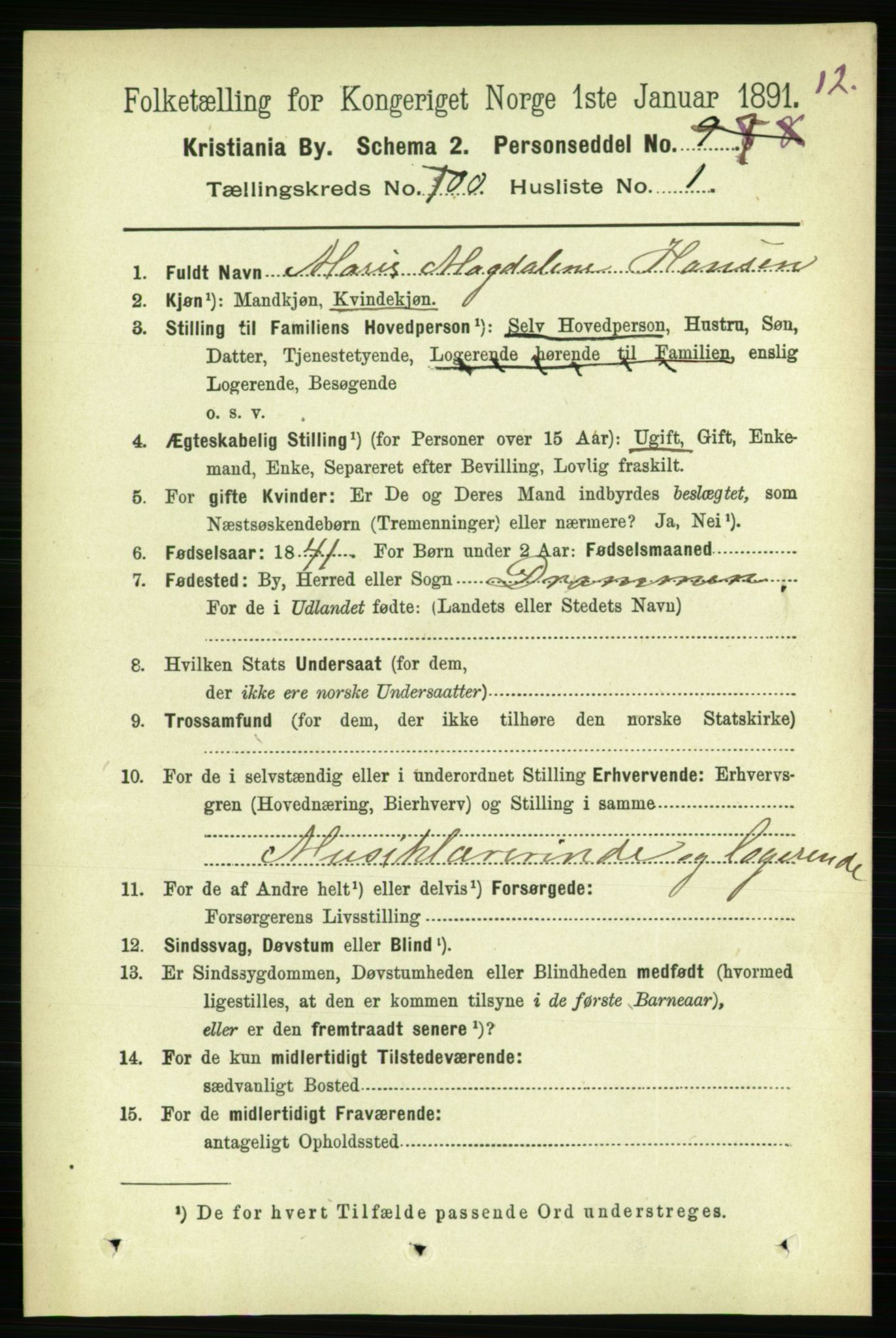 RA, 1891 census for 0301 Kristiania, 1891, p. 49201