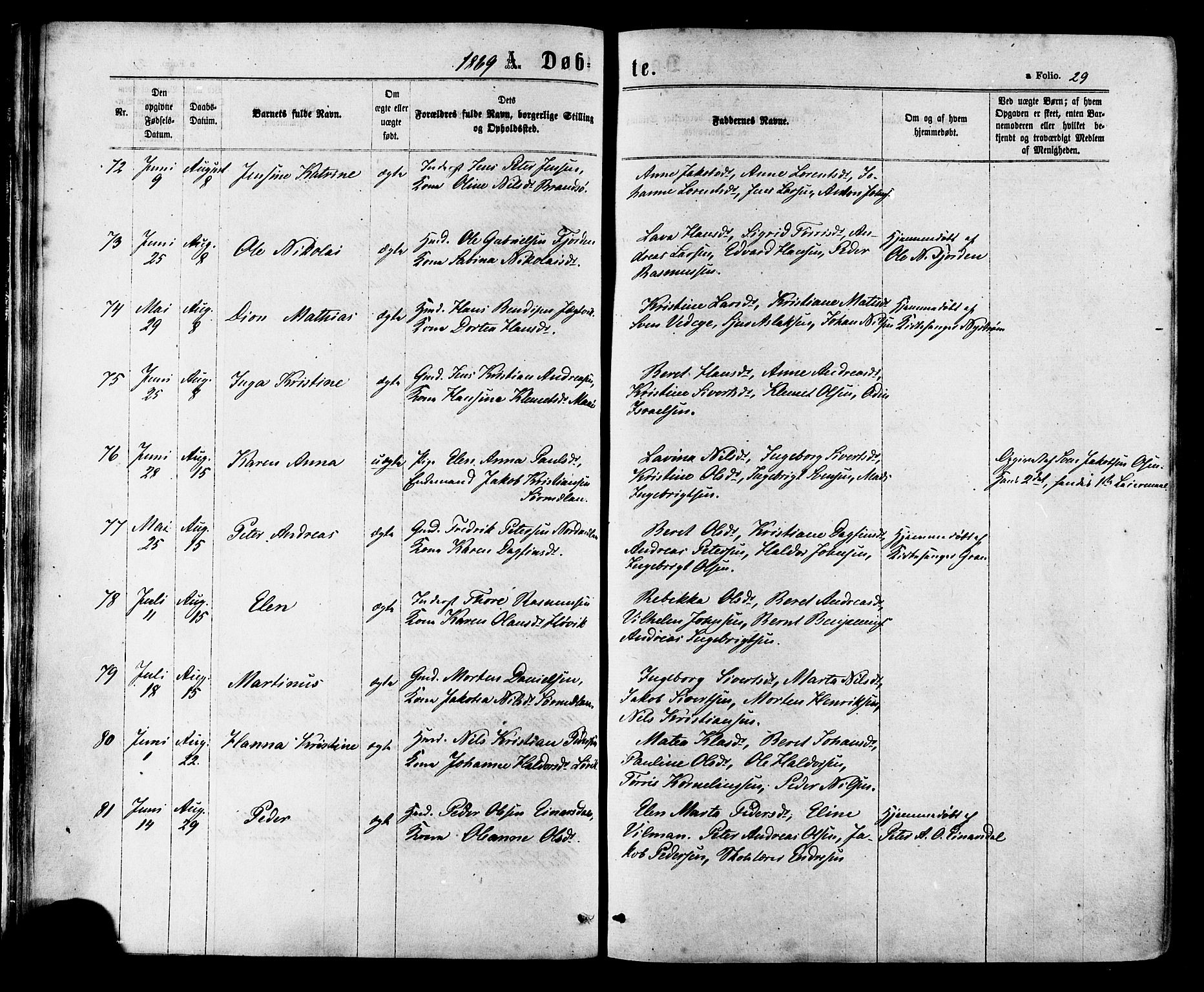 Ministerialprotokoller, klokkerbøker og fødselsregistre - Sør-Trøndelag, SAT/A-1456/657/L0706: Parish register (official) no. 657A07, 1867-1878, p. 29