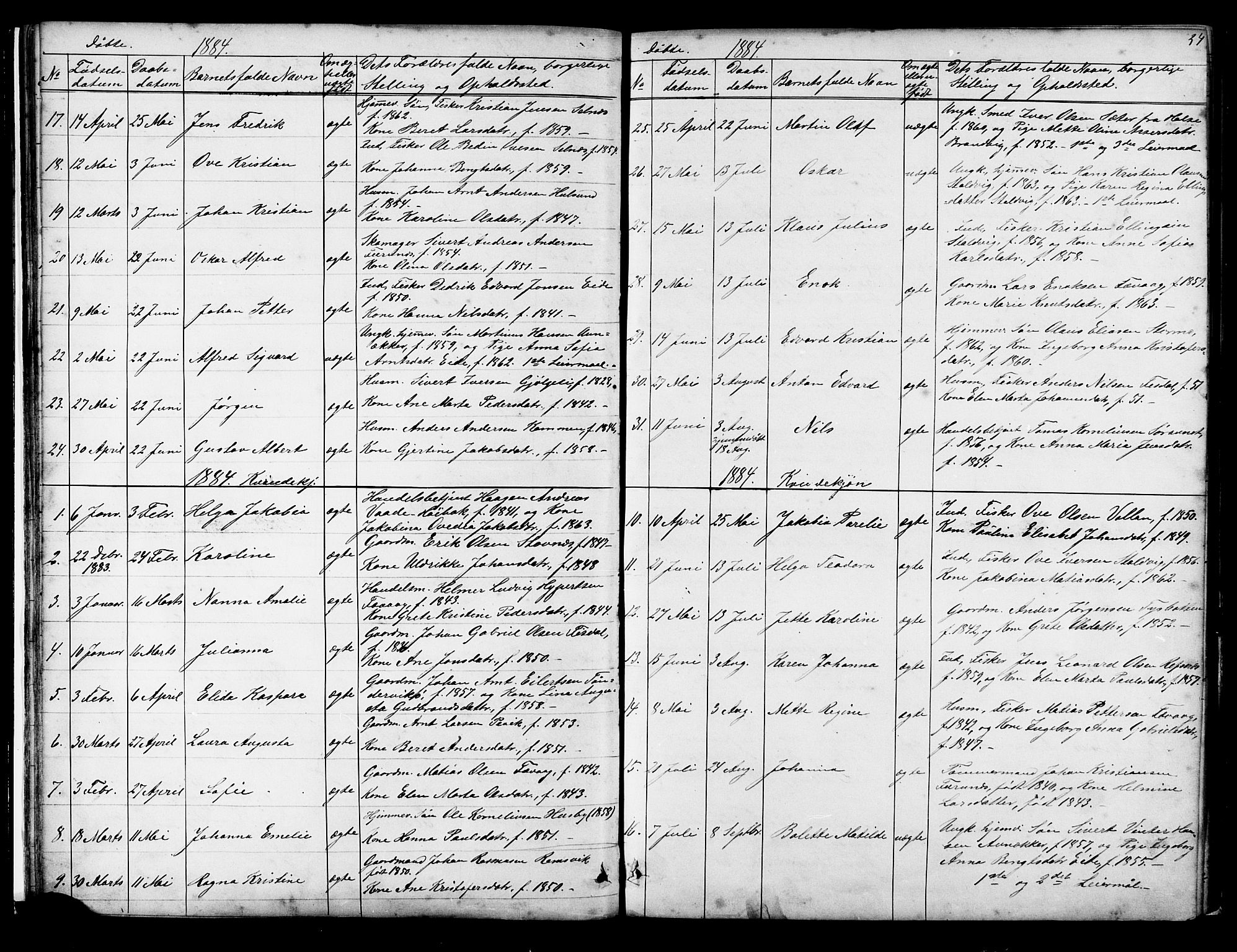 Ministerialprotokoller, klokkerbøker og fødselsregistre - Sør-Trøndelag, SAT/A-1456/653/L0657: Parish register (copy) no. 653C01, 1866-1893, p. 34