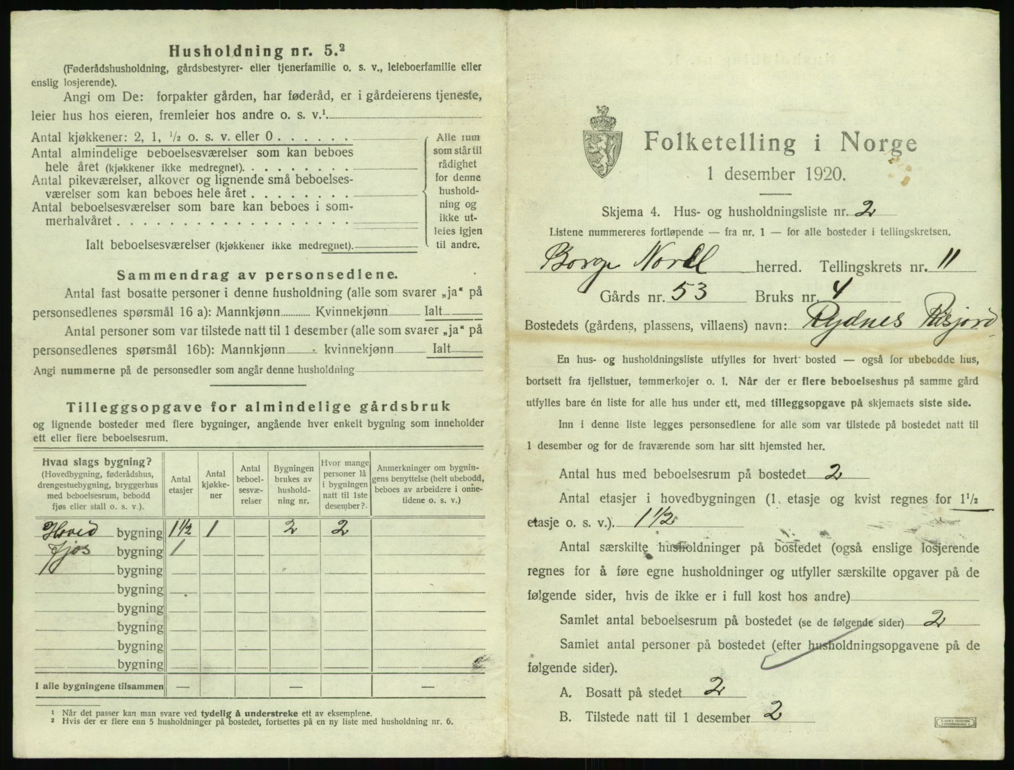 SAT, 1920 census for Borge, 1920, p. 1287