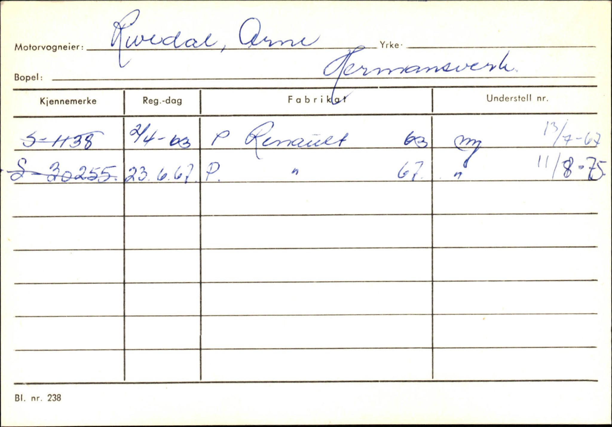 Statens vegvesen, Sogn og Fjordane vegkontor, SAB/A-5301/4/F/L0126: Eigarregister Fjaler M-Å. Leikanger A-Å, 1945-1975, p. 2005