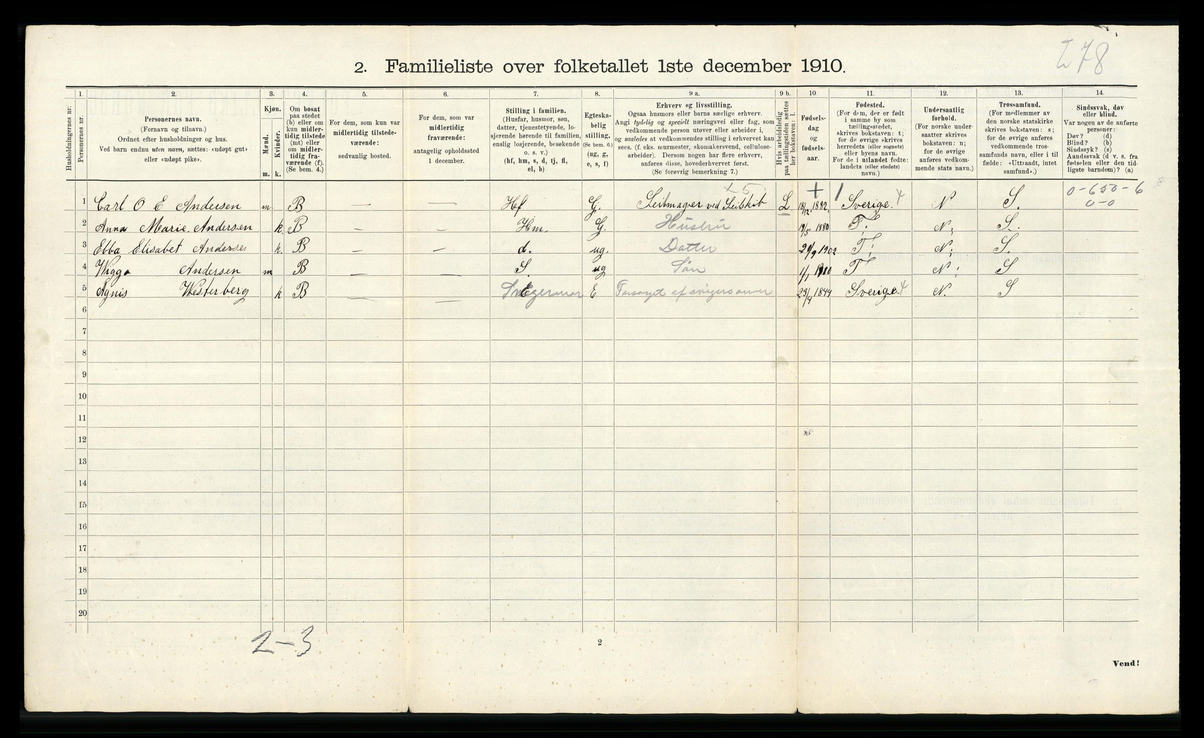 RA, 1910 census for Arendal, 1910, p. 1850