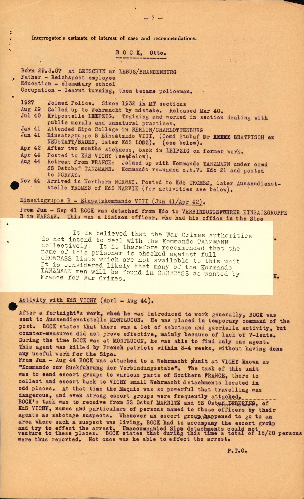 Forsvaret, Forsvarets overkommando II, RA/RAFA-3915/D/Db/L0003: CI Questionaires. Tyske okkupasjonsstyrker i Norge. Tyskere., 1945-1946, p. 512