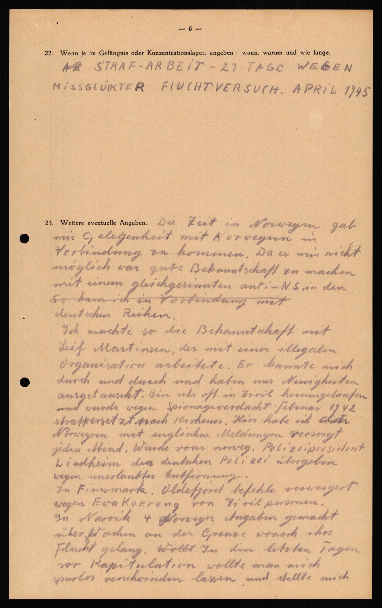 Forsvaret, Forsvarets overkommando II, AV/RA-RAFA-3915/D/Db/L0020: CI Questionaires. Tyske okkupasjonsstyrker i Norge. Tyskere., 1945-1946, p. 181