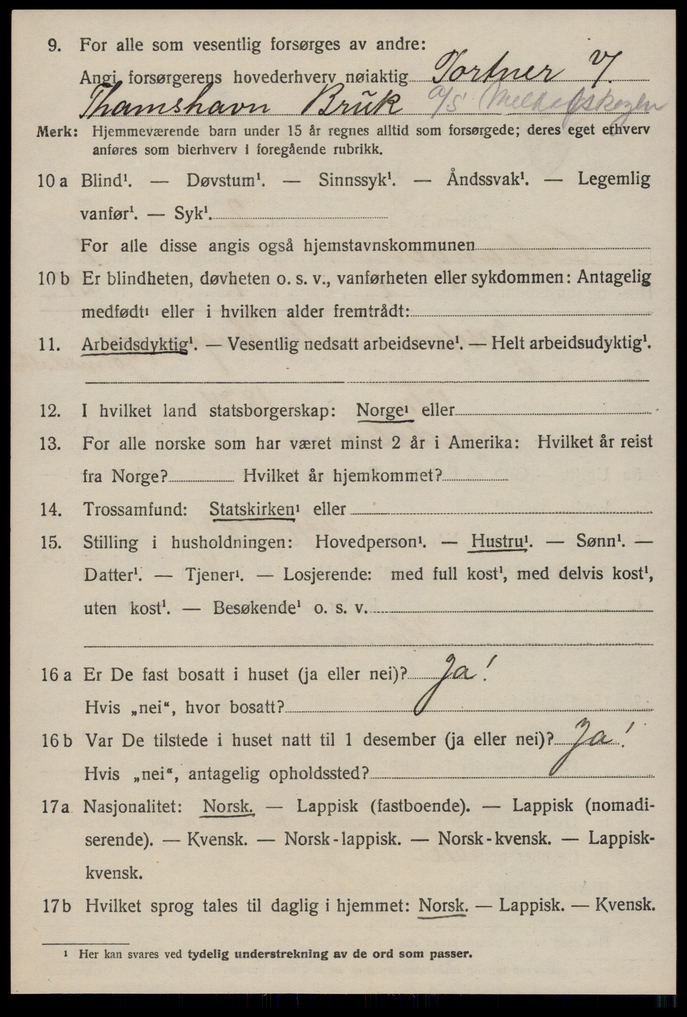 SAT, 1920 census for Orkanger, 1920, p. 608