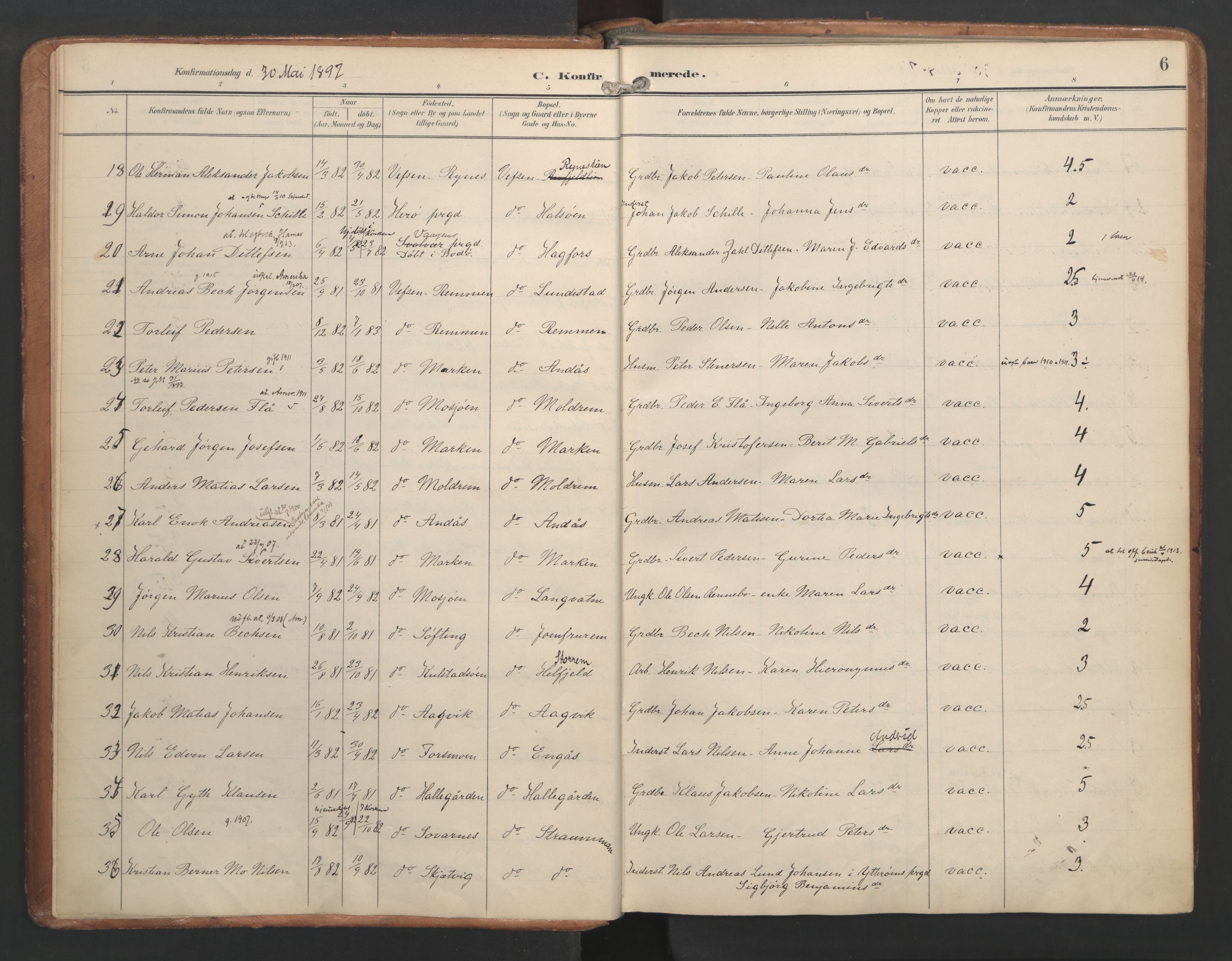 Ministerialprotokoller, klokkerbøker og fødselsregistre - Nordland, AV/SAT-A-1459/820/L0298: Parish register (official) no. 820A19, 1897-1915, p. 6