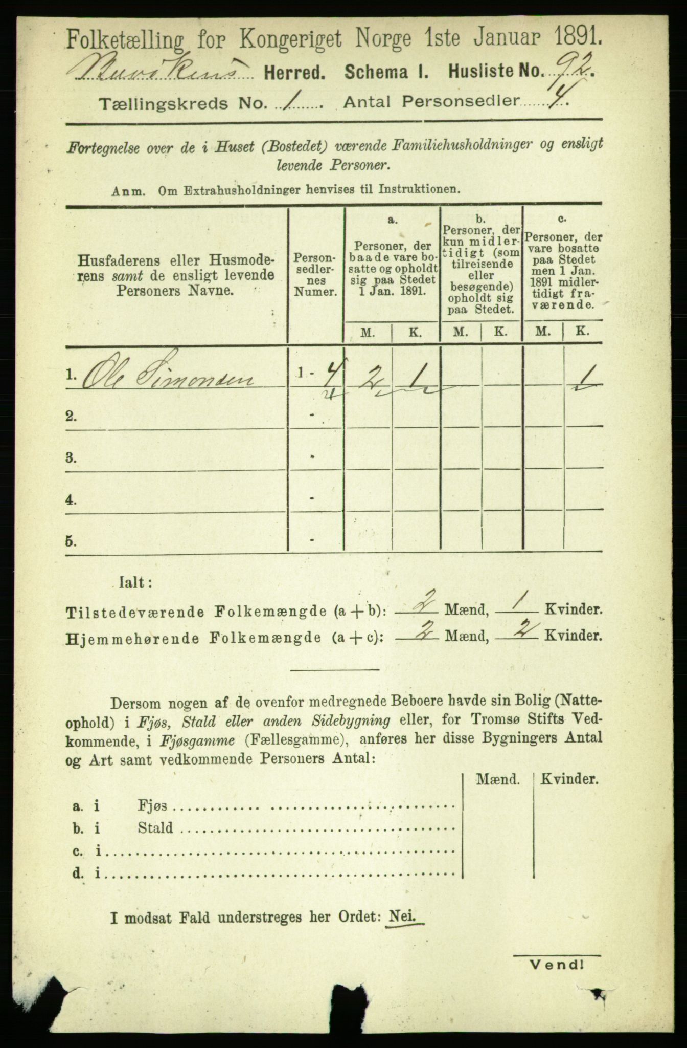 RA, 1891 census for 1656 Buvik, 1891, p. 103