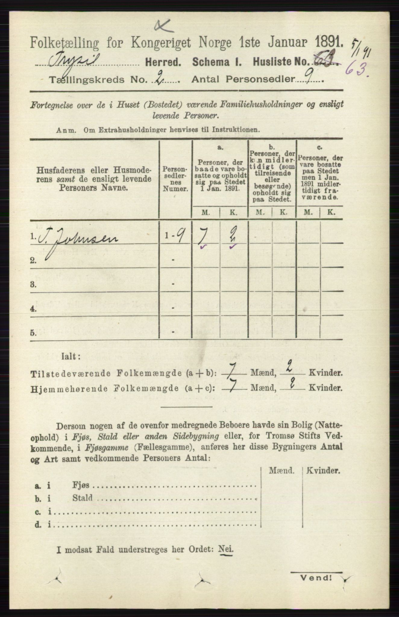 RA, 1891 census for 0428 Trysil, 1891, p. 717