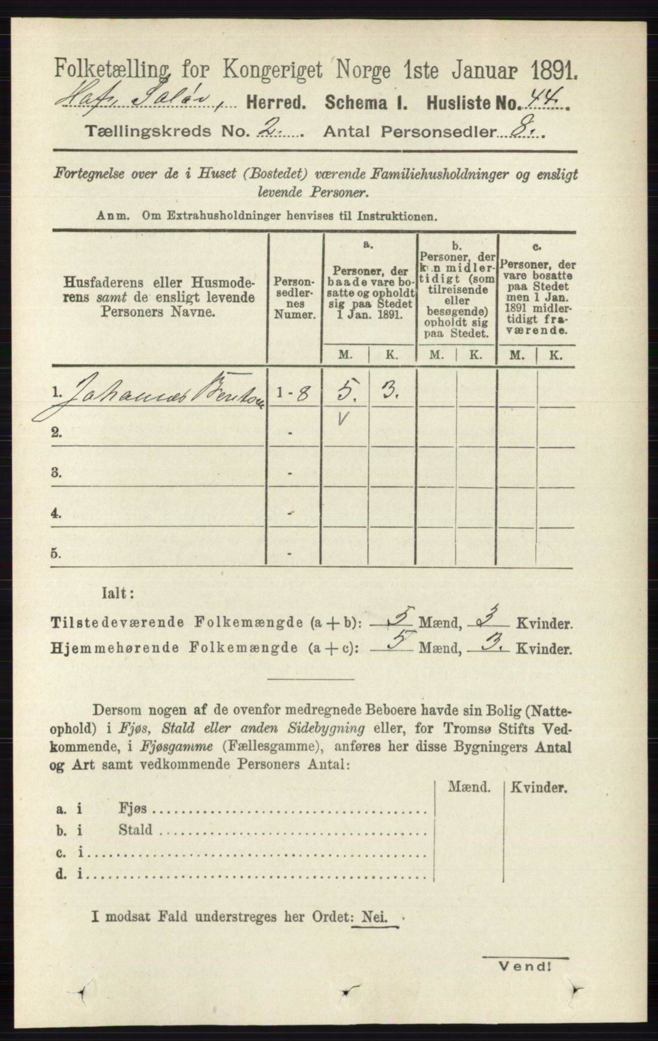 RA, 1891 census for 0424 Hof, 1891, p. 452