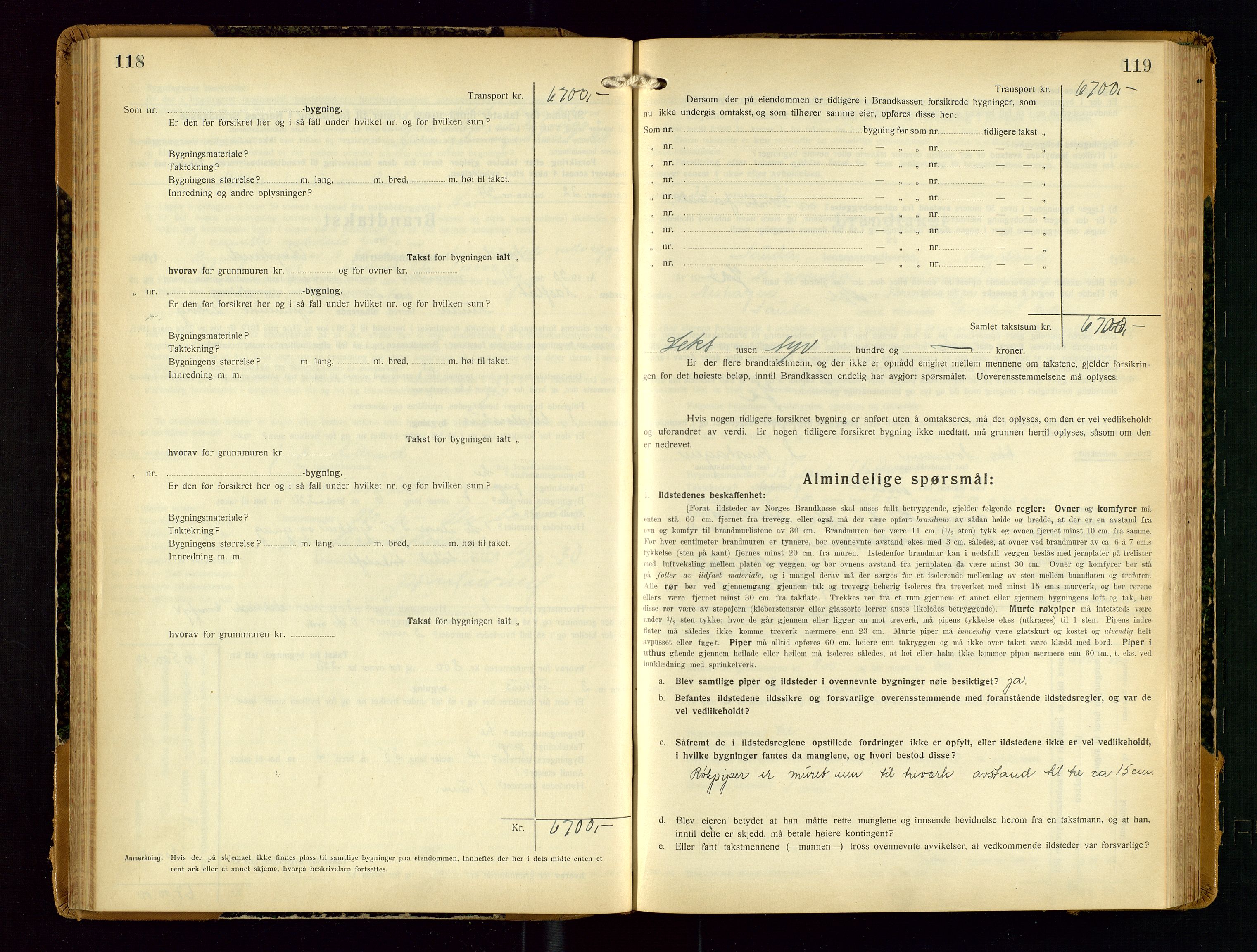 Sauda lensmannskontor, AV/SAST-A-100177/Gob/L0003: Branntakstprotokoll - skjematakst, 1928-1936, p. 118-119