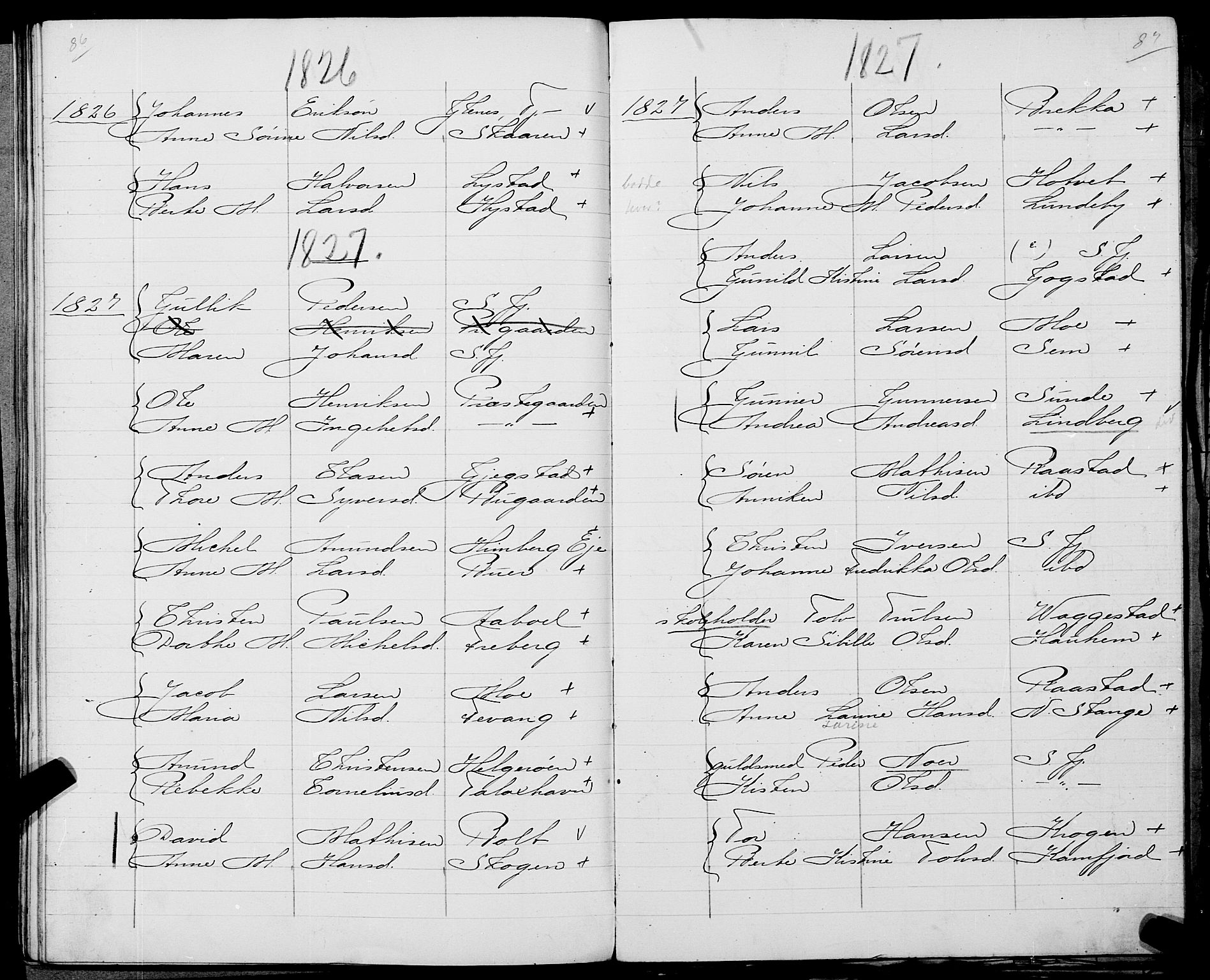 Sandar sokneprestkontor, SAKO/A-242/Y/Ya/L0006: Other parish register no. 1 /1, 1709-1871, p. 86-87