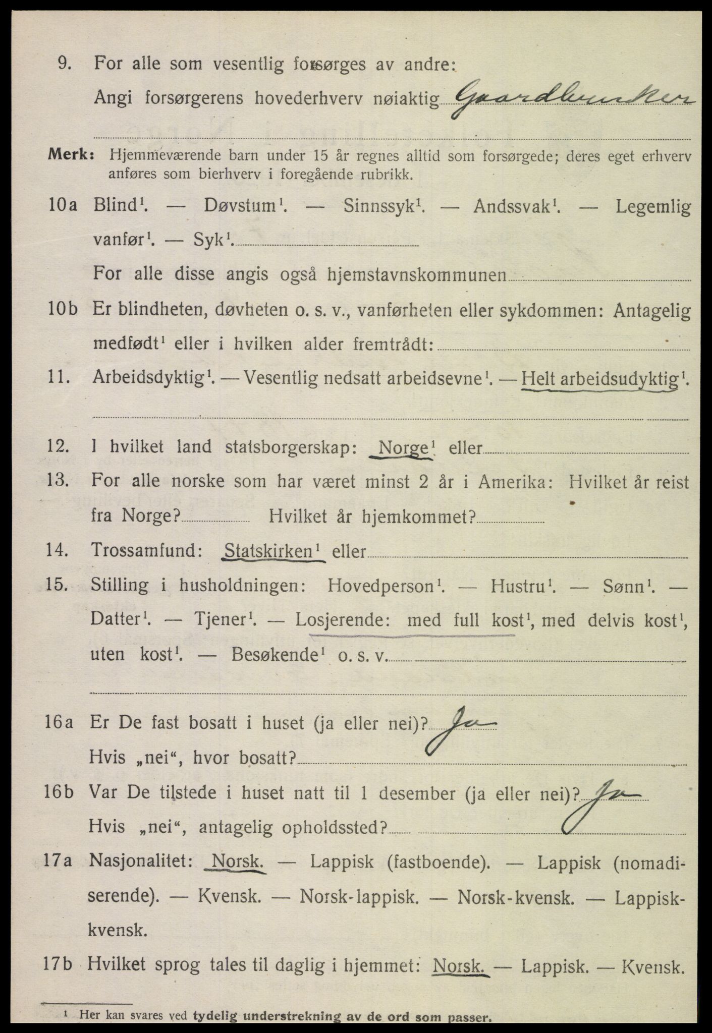 SAT, 1920 census for Snåsa, 1920, p. 2599