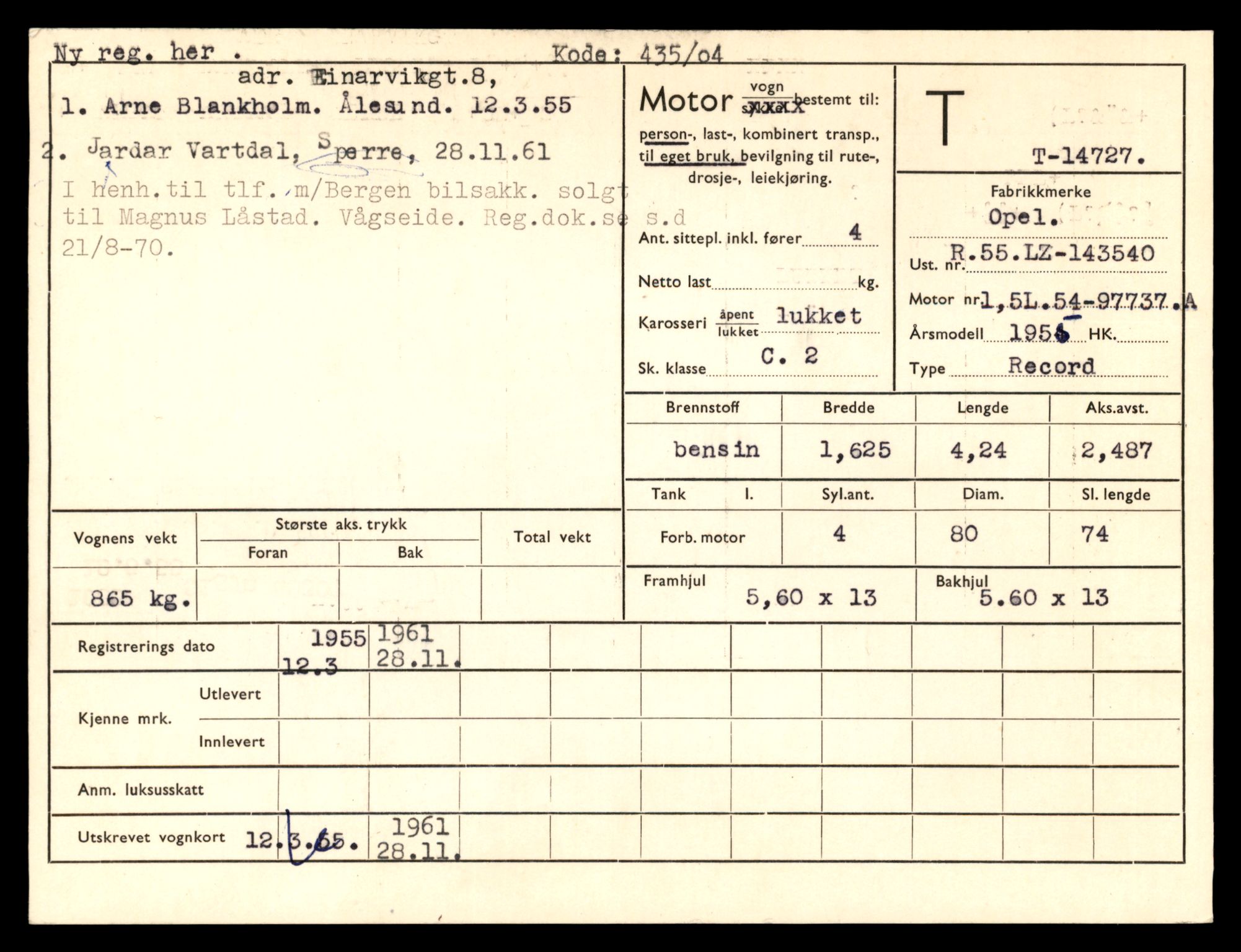 Møre og Romsdal vegkontor - Ålesund trafikkstasjon, AV/SAT-A-4099/F/Fe/L0048: Registreringskort for kjøretøy T 14721 - T 14863, 1927-1998, p. 89