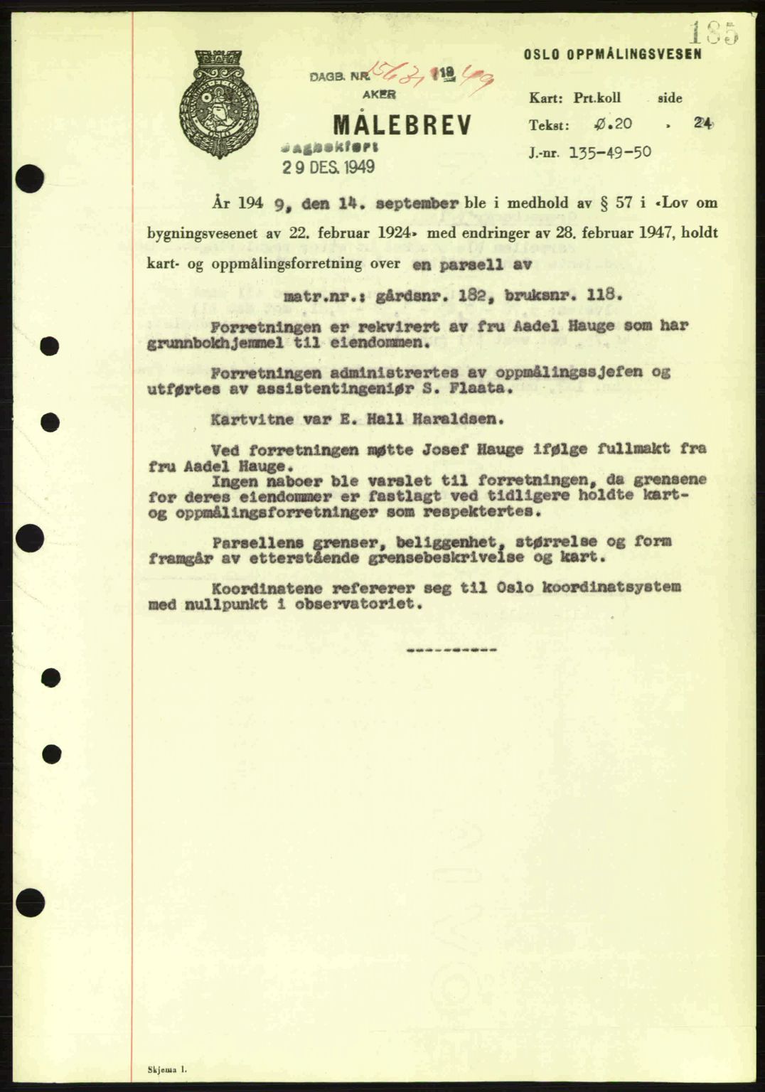 Oslo byskriverembete, AV/SAO-A-10227/G/Gb/Gbd/Gbda/L0017: Mortgage book no. A215, 1949-1950, Diary no: : 15631/1949