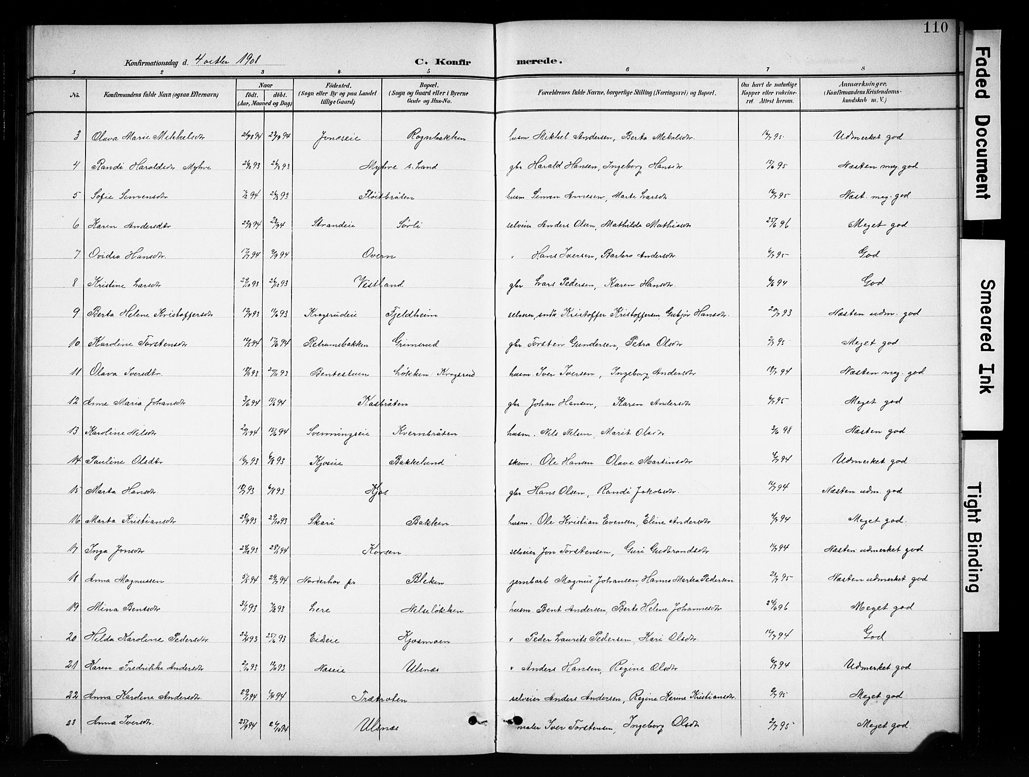 Brandbu prestekontor, SAH/PREST-114/H/Ha/Hab/L0005: Parish register (copy) no. 5, 1900-1913, p. 110