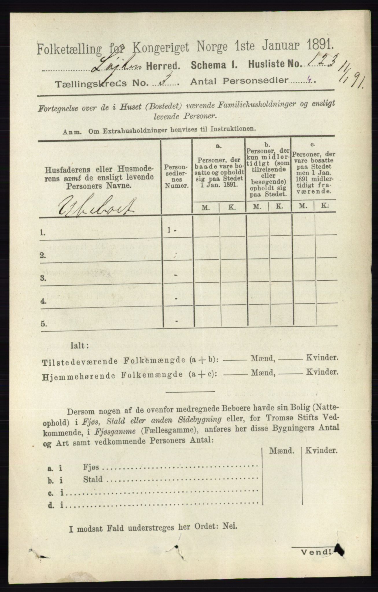 RA, 1891 census for 0415 Løten, 1891, p. 2122