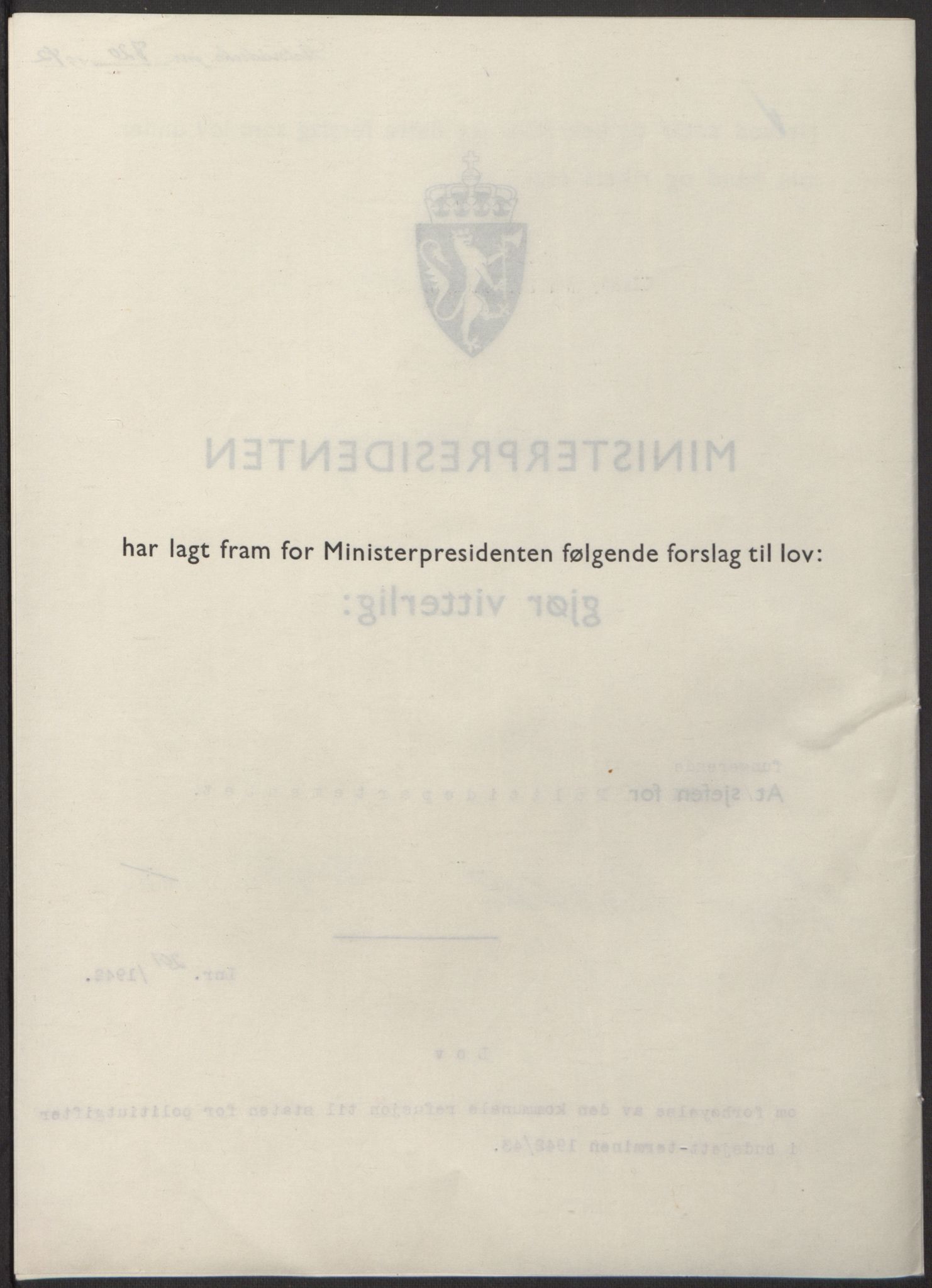 NS-administrasjonen 1940-1945 (Statsrådsekretariatet, de kommisariske statsråder mm), AV/RA-S-4279/D/Db/L0098: Lover II, 1942, p. 427