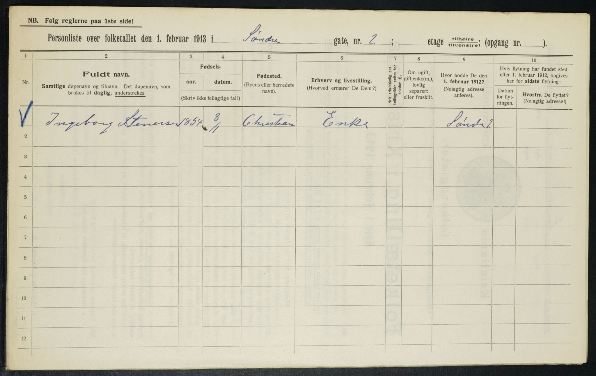 OBA, Municipal Census 1913 for Kristiania, 1913, p. 106380