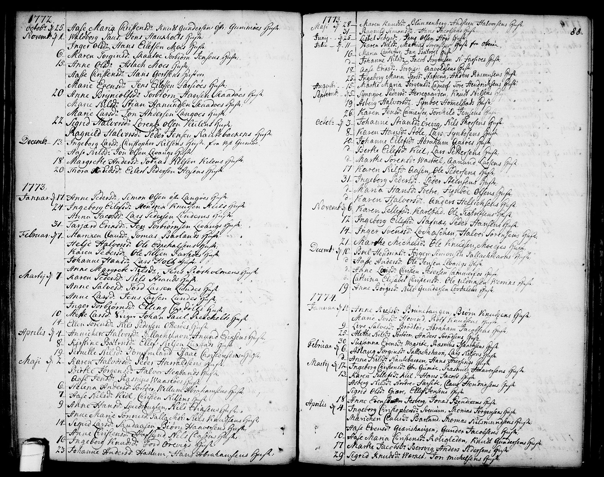 Sannidal kirkebøker, SAKO/A-296/F/Fa/L0002: Parish register (official) no. 2, 1767-1802, p. 88