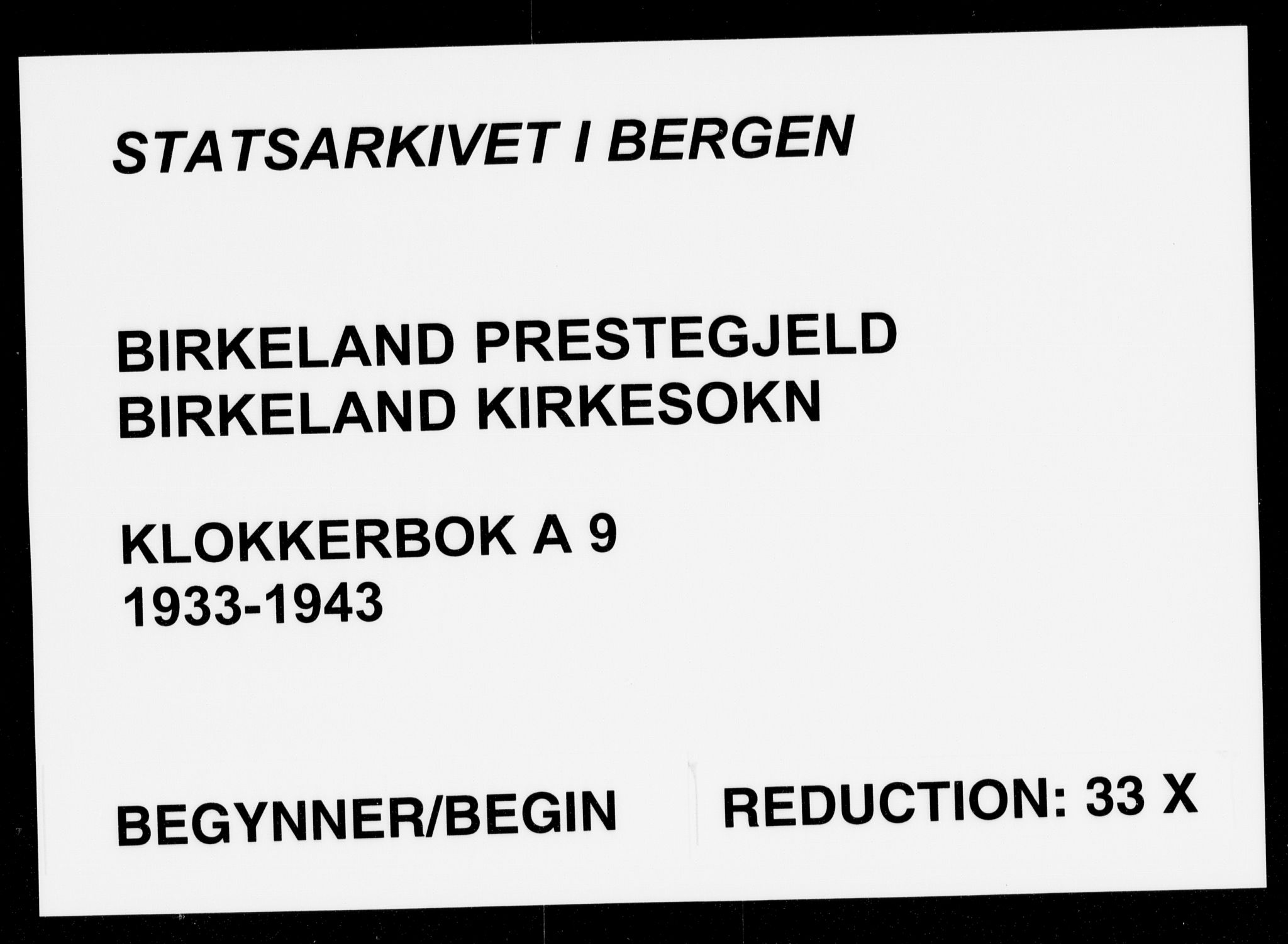 Birkeland Sokneprestembete, AV/SAB-A-74601/H/Hab: Parish register (copy) no. A 9, 1933-1943