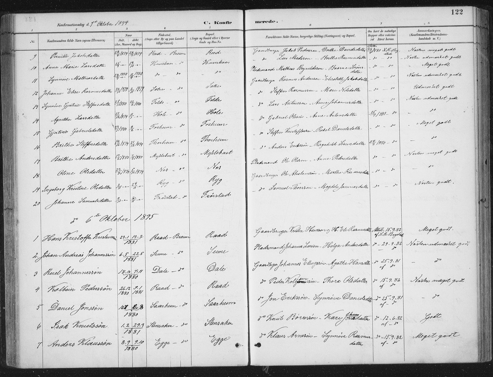 Gloppen sokneprestembete, AV/SAB-A-80101/H/Haa/Haac/L0002: Parish register (official) no. C  2, 1887-1904, p. 122