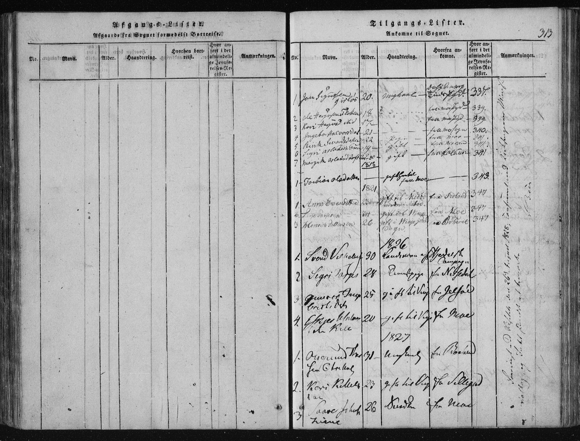 Vinje kirkebøker, SAKO/A-312/F/Fa/L0003: Parish register (official) no. I 3, 1814-1843, p. 313