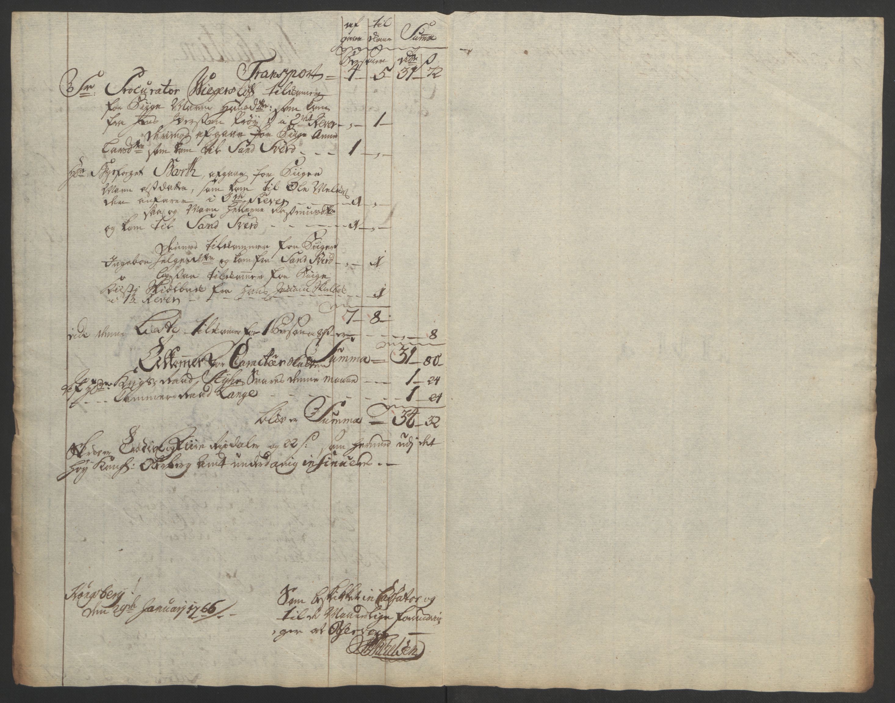 Rentekammeret inntil 1814, Reviderte regnskaper, Bergverksregnskaper, AV/RA-EA-3222/R/Rc/Rca/L0843: Ekstraskatt, 1762-1765, p. 1096