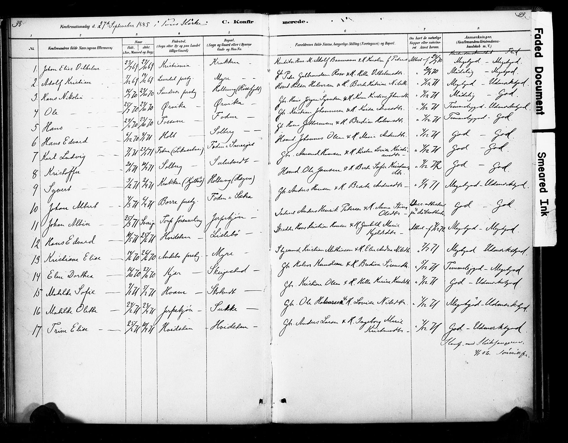 Ramnes kirkebøker, SAKO/A-314/F/Fb/L0001: Parish register (official) no. II 1, 1878-1894, p. 98-99
