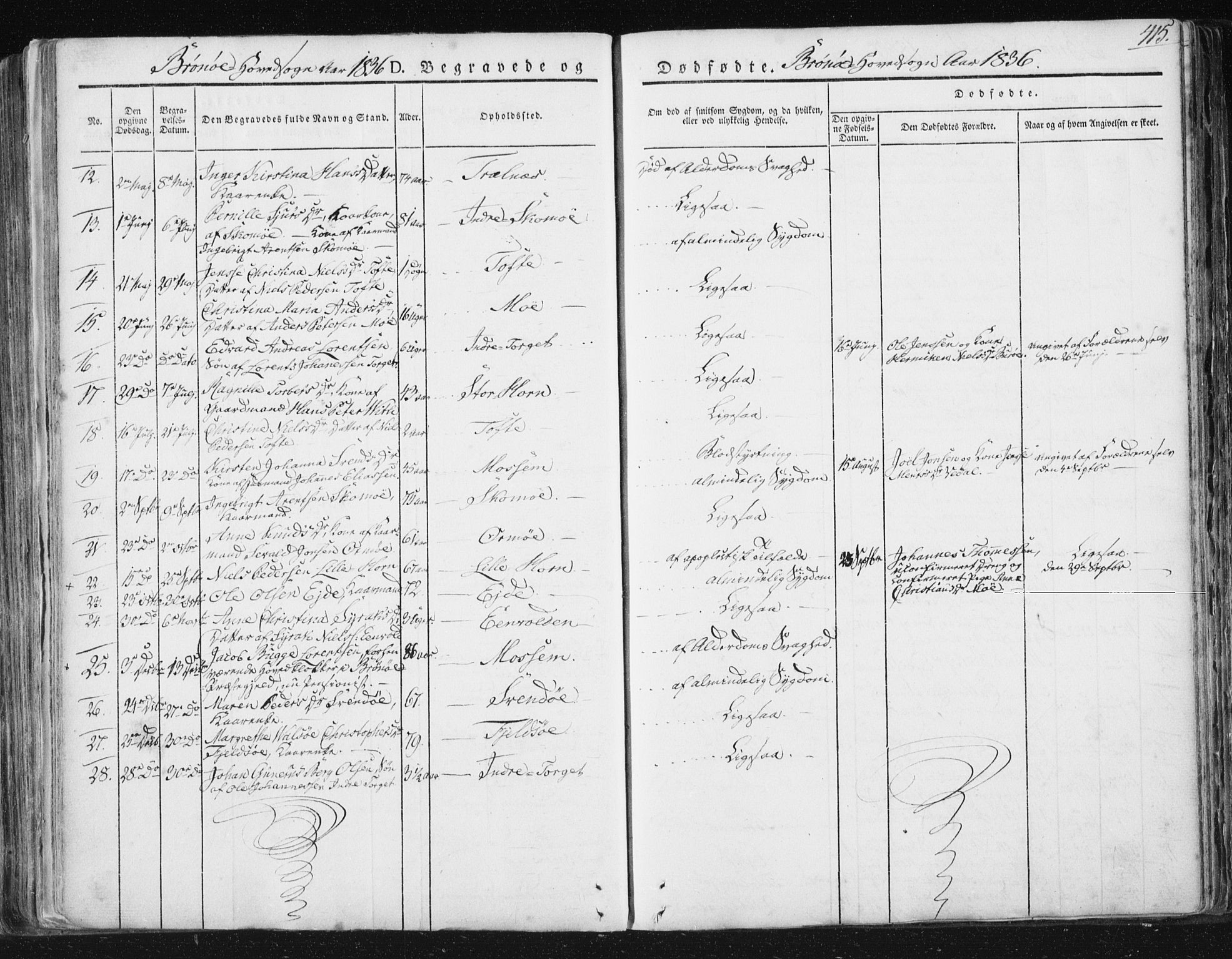 Ministerialprotokoller, klokkerbøker og fødselsregistre - Nordland, SAT/A-1459/813/L0198: Parish register (official) no. 813A08, 1834-1874, p. 415
