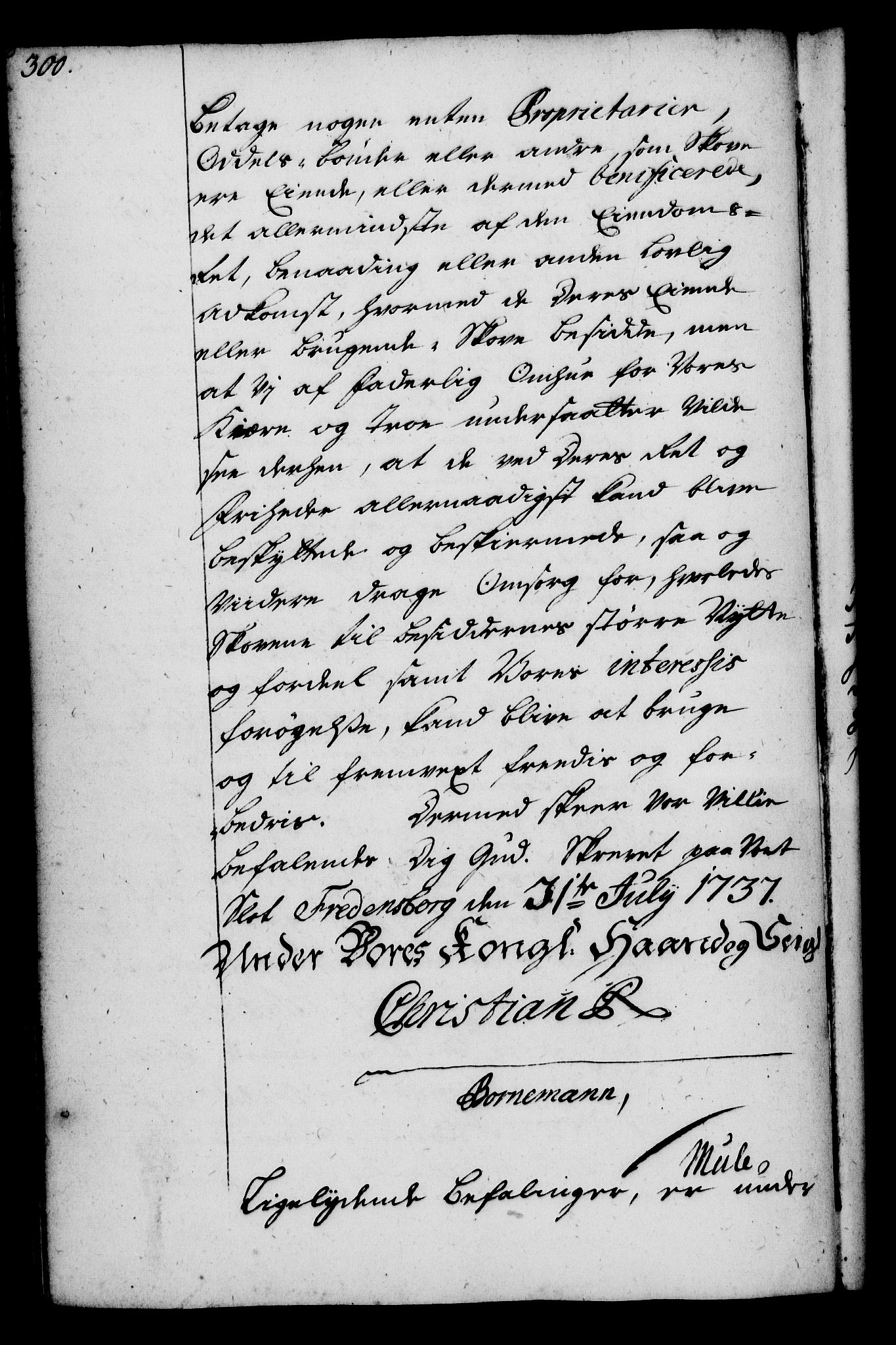Rentekammeret, Kammerkanselliet, RA/EA-3111/G/Gg/Gga/L0004: Norsk ekspedisjonsprotokoll med register (merket RK 53.4), 1734-1741, p. 300