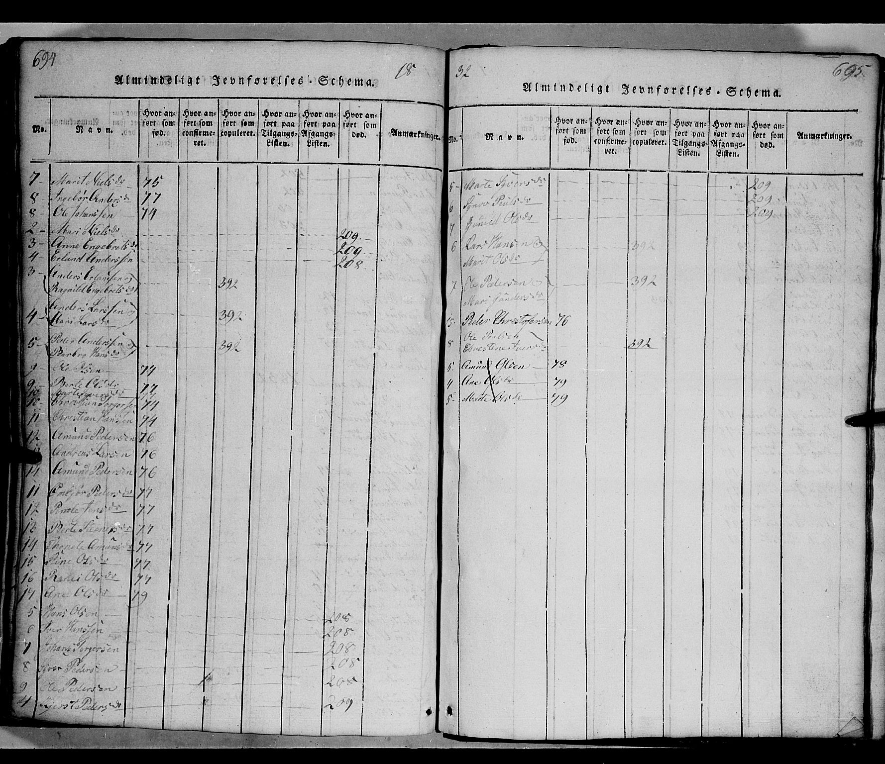 Gausdal prestekontor, SAH/PREST-090/H/Ha/Hab/L0002: Parish register (copy) no. 2, 1818-1874, p. 694-695