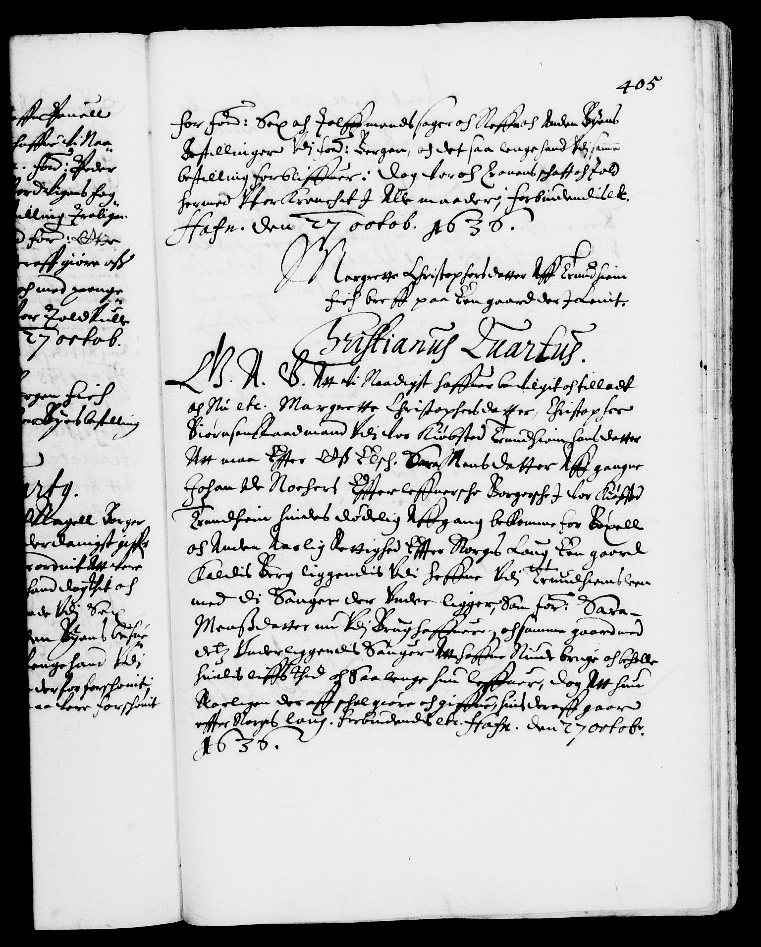 Danske Kanselli 1572-1799, AV/RA-EA-3023/F/Fc/Fca/Fcaa/L0005: Norske registre (mikrofilm), 1631-1636, p. 405a