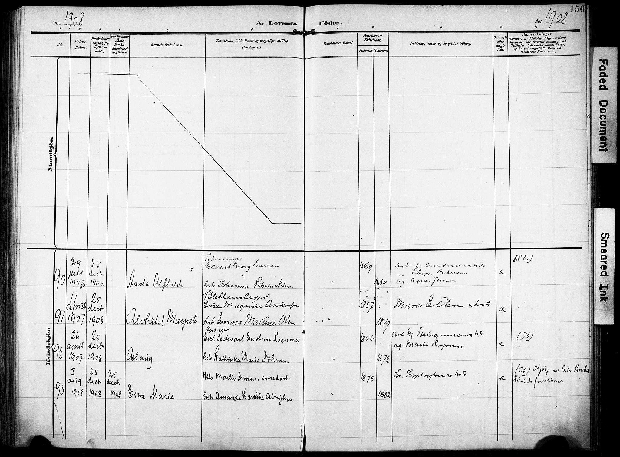 Ministerialprotokoller, klokkerbøker og fødselsregistre - Nordland, AV/SAT-A-1459/871/L0994: Parish register (official) no. 871A10, 1902-1910, p. 156