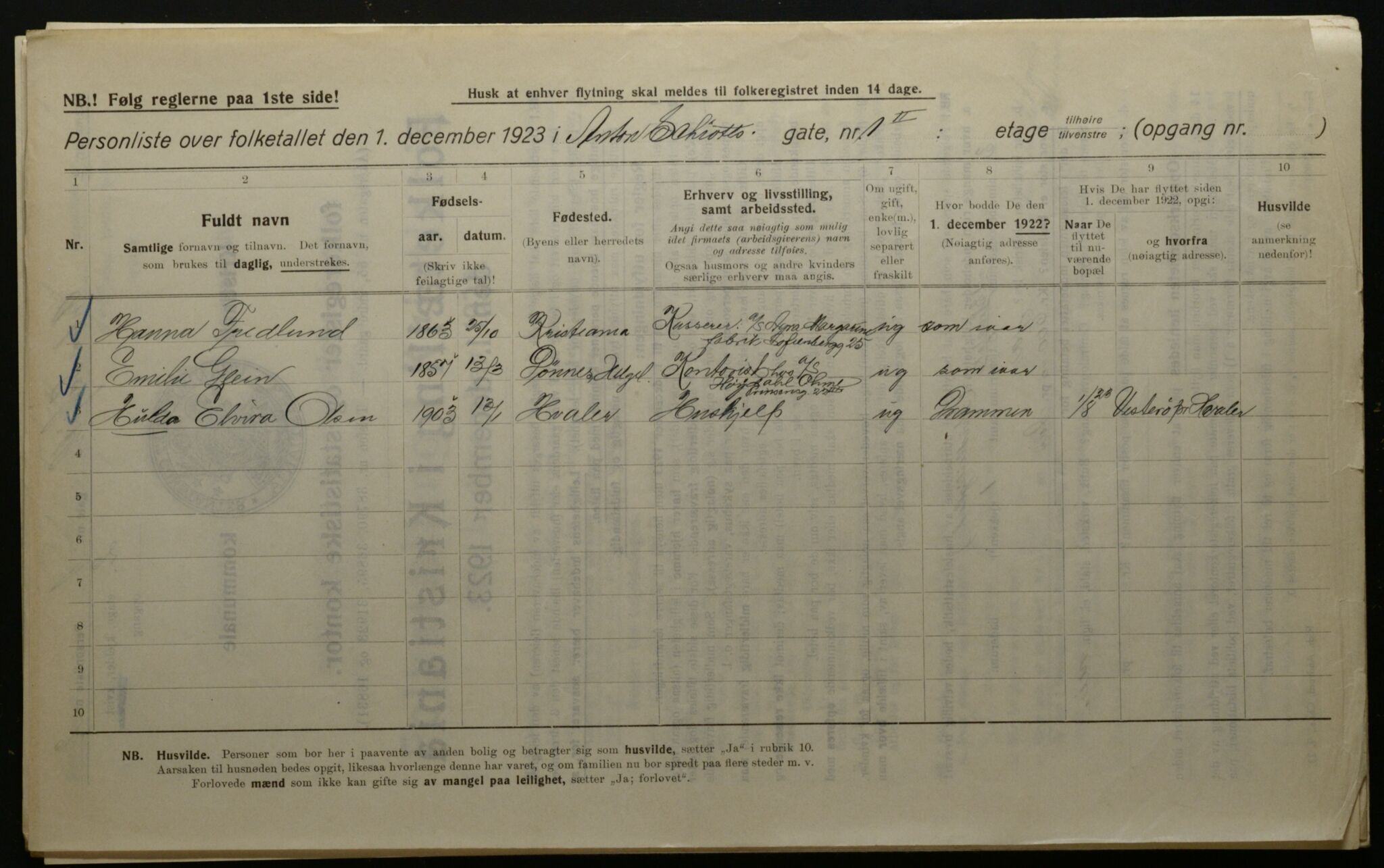 OBA, Municipal Census 1923 for Kristiania, 1923, p. 1574