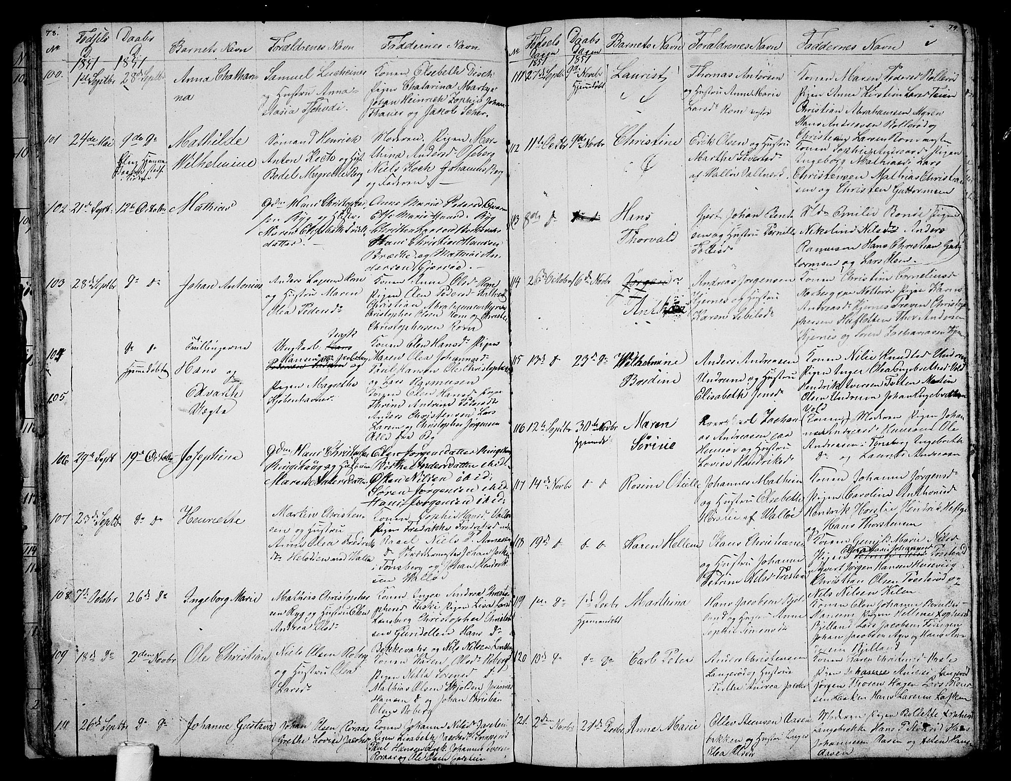 Sem kirkebøker, SAKO/A-5/G/Ga/L0003: Parish register (copy) no. I 3, 1844-1855, p. 78-79