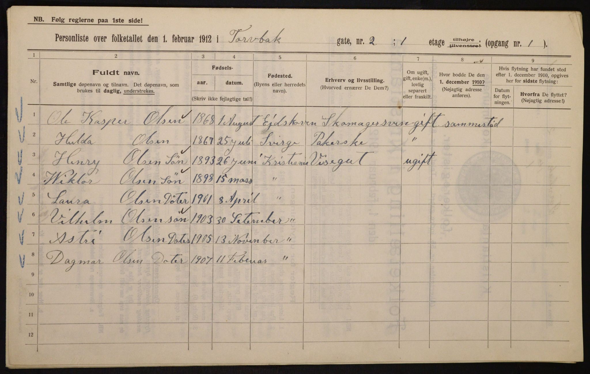 OBA, Municipal Census 1912 for Kristiania, 1912, p. 114990