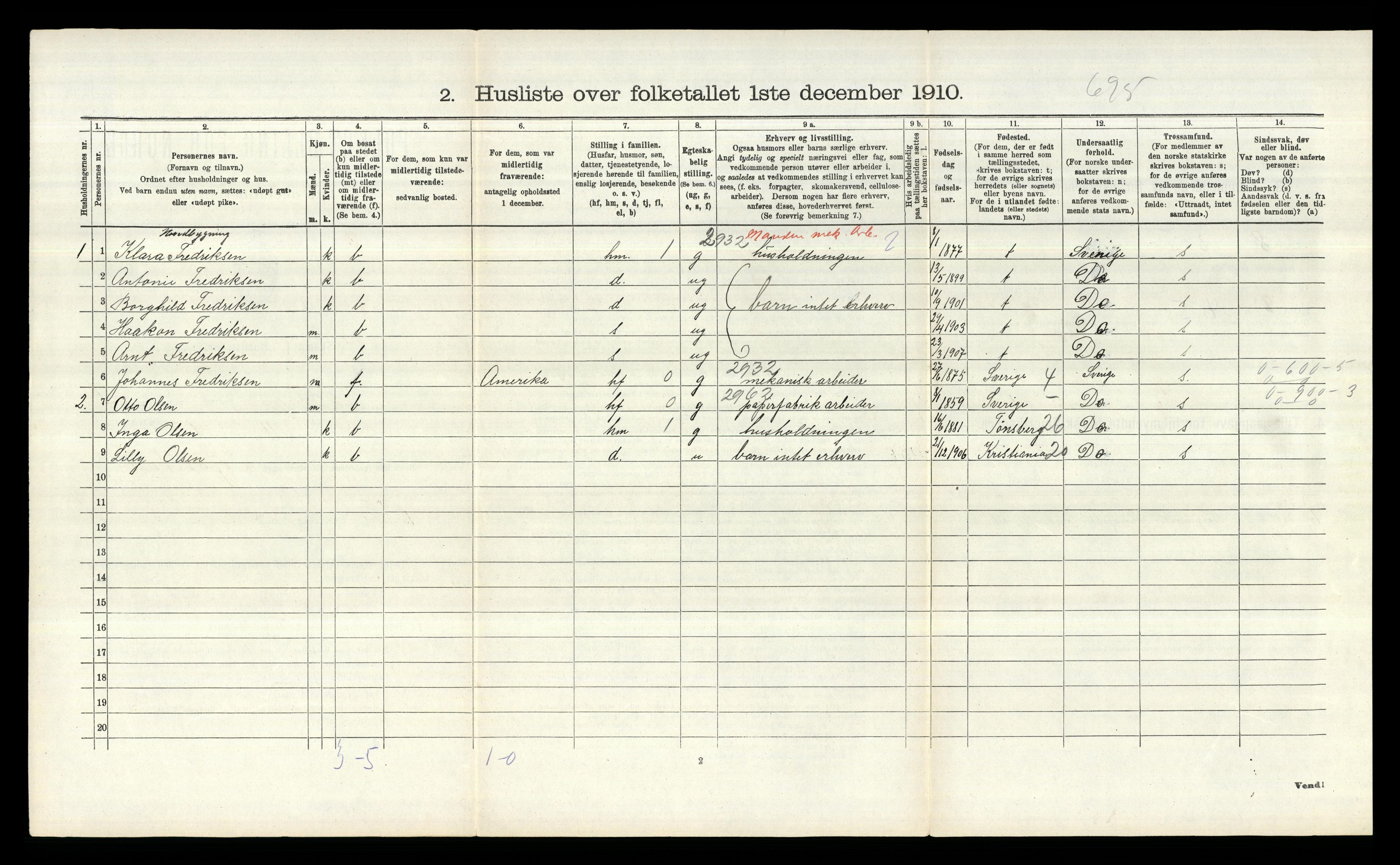 RA, 1910 census for Borge, 1910, p. 945