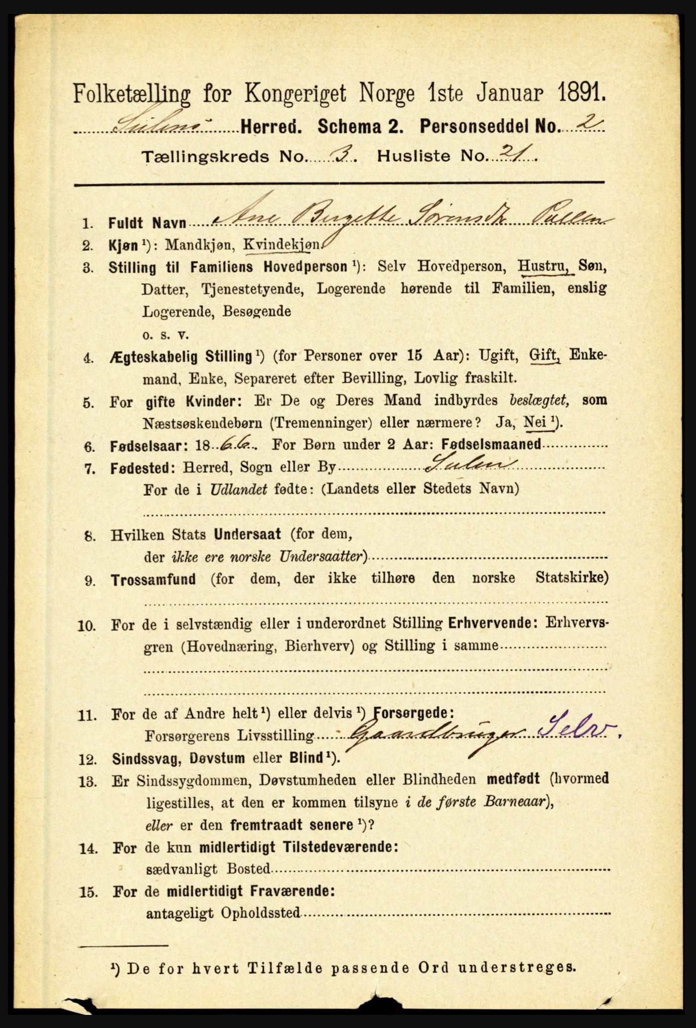 RA, 1891 census for 1412 Solund, 1891, p. 1276