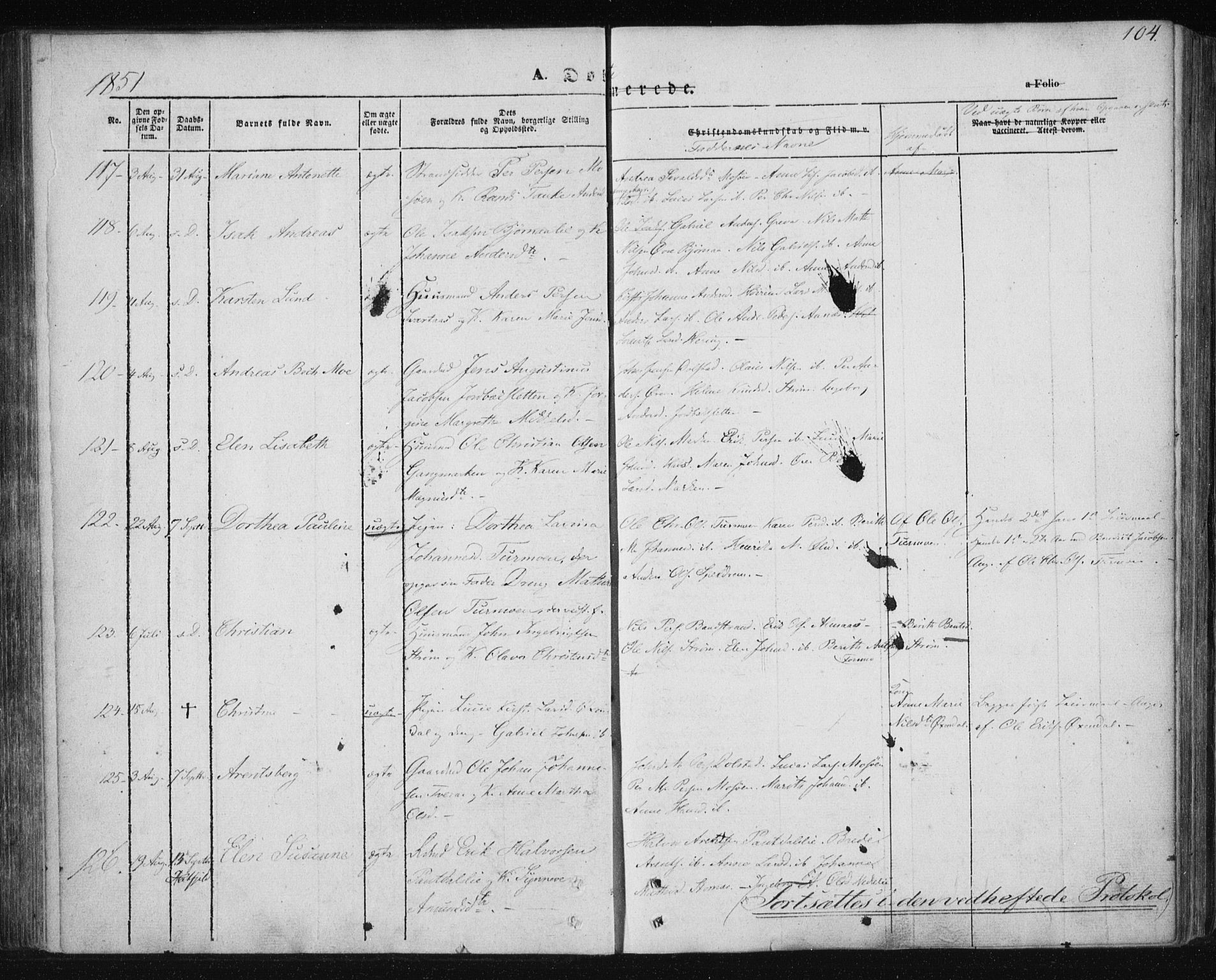 Ministerialprotokoller, klokkerbøker og fødselsregistre - Nordland, AV/SAT-A-1459/820/L0291: Parish register (official) no. 820A12, 1846-1854, p. 104