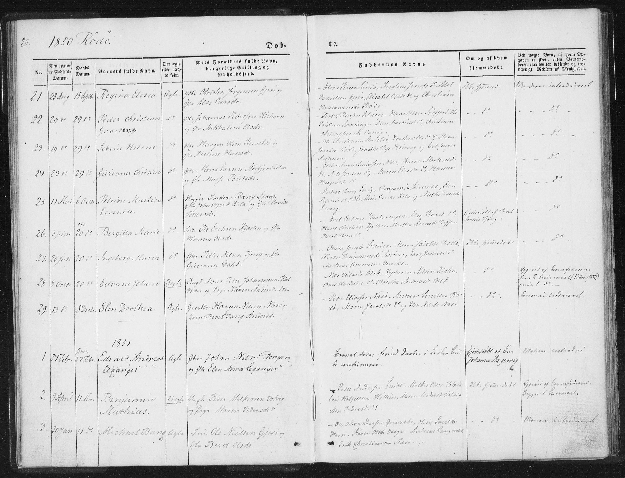 Ministerialprotokoller, klokkerbøker og fødselsregistre - Nordland, SAT/A-1459/841/L0602: Parish register (official) no. 841A08 /1, 1845-1859, p. 20