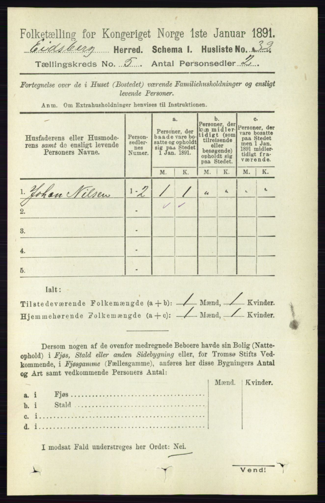 RA, 1891 census for 0125 Eidsberg, 1891, p. 2955