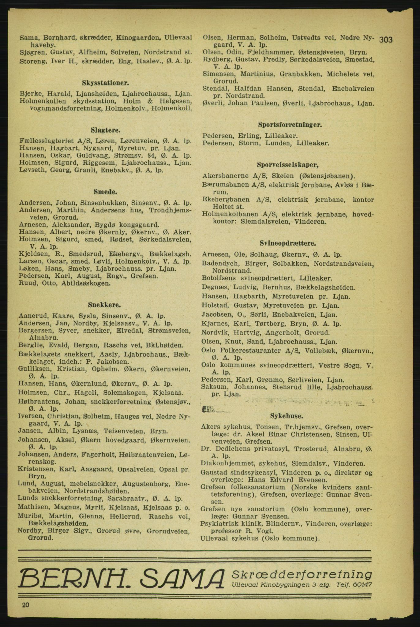 Aker adressebok/adressekalender, PUBL/001/A/004: Aker adressebok, 1929, p. 303