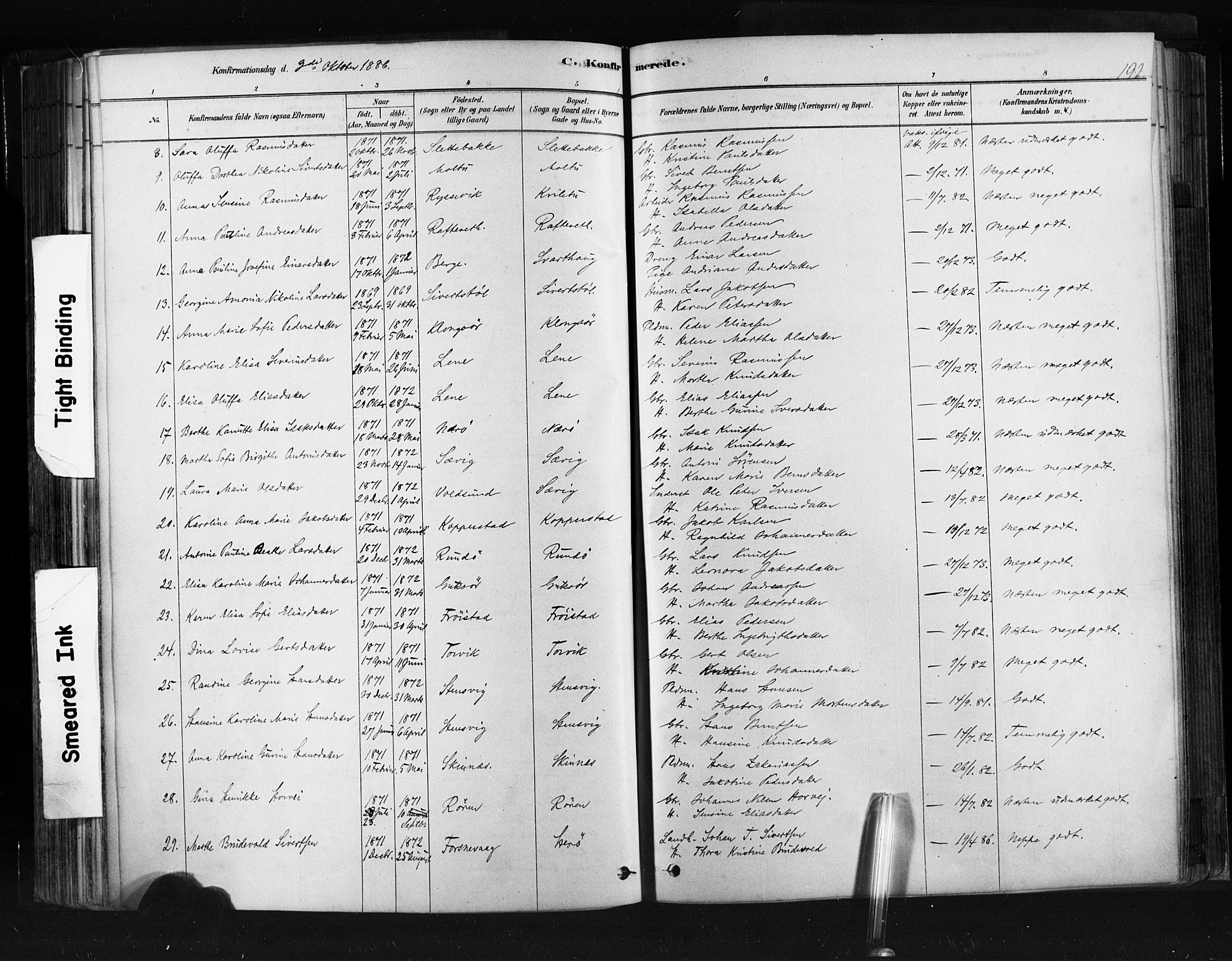 Ministerialprotokoller, klokkerbøker og fødselsregistre - Møre og Romsdal, SAT/A-1454/507/L0073: Parish register (official) no. 507A08, 1878-1904, p. 192