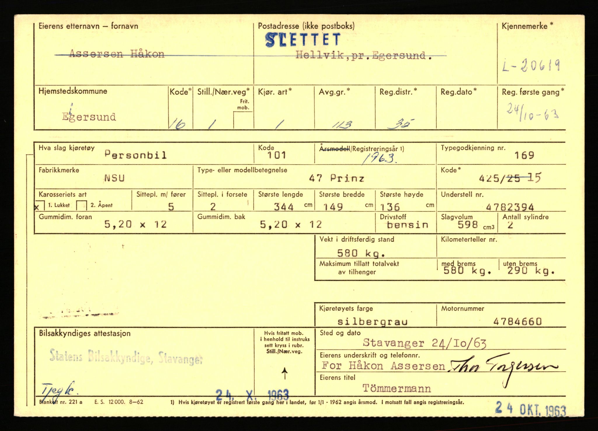 Stavanger trafikkstasjon, AV/SAST-A-101942/0/F/L0037: L-20500 - L-21499, 1930-1971, p. 433