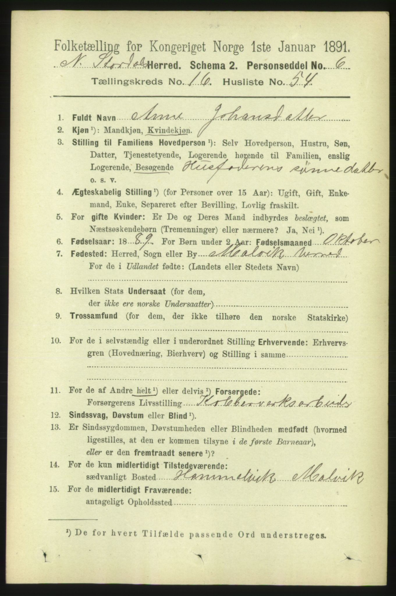 RA, 1891 census for 1714 Nedre Stjørdal, 1891, p. 7862
