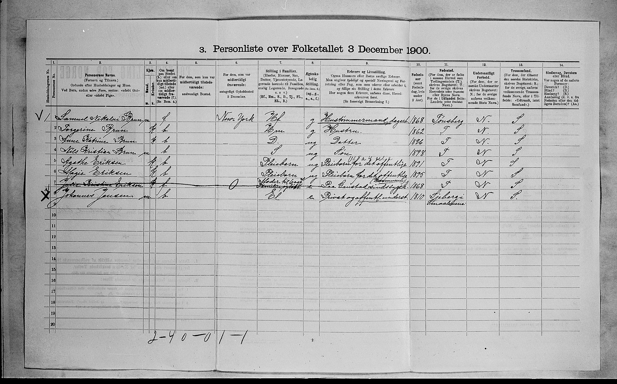 RA, 1900 census for Sem, 1900, p. 1369